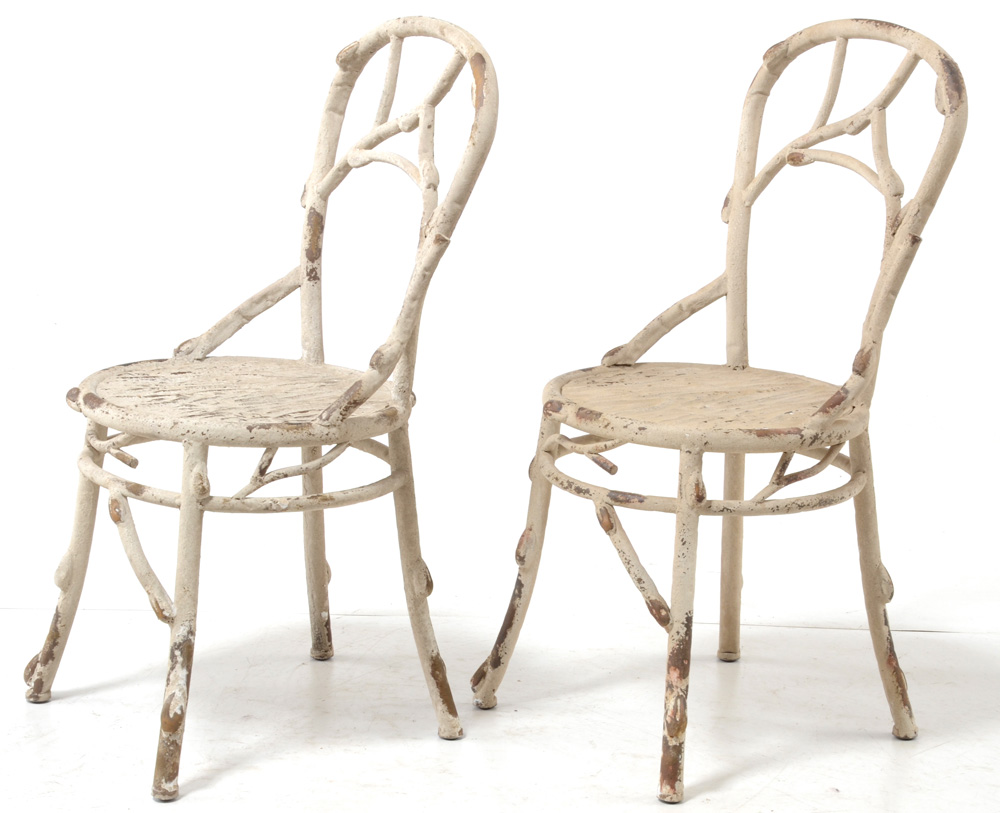 Formed Faux Wood Metal Accent Chairs