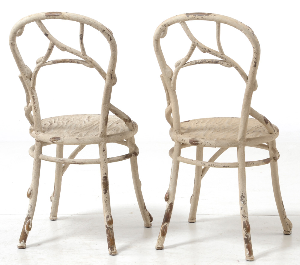 Formed Faux Wood Metal Accent Chairs