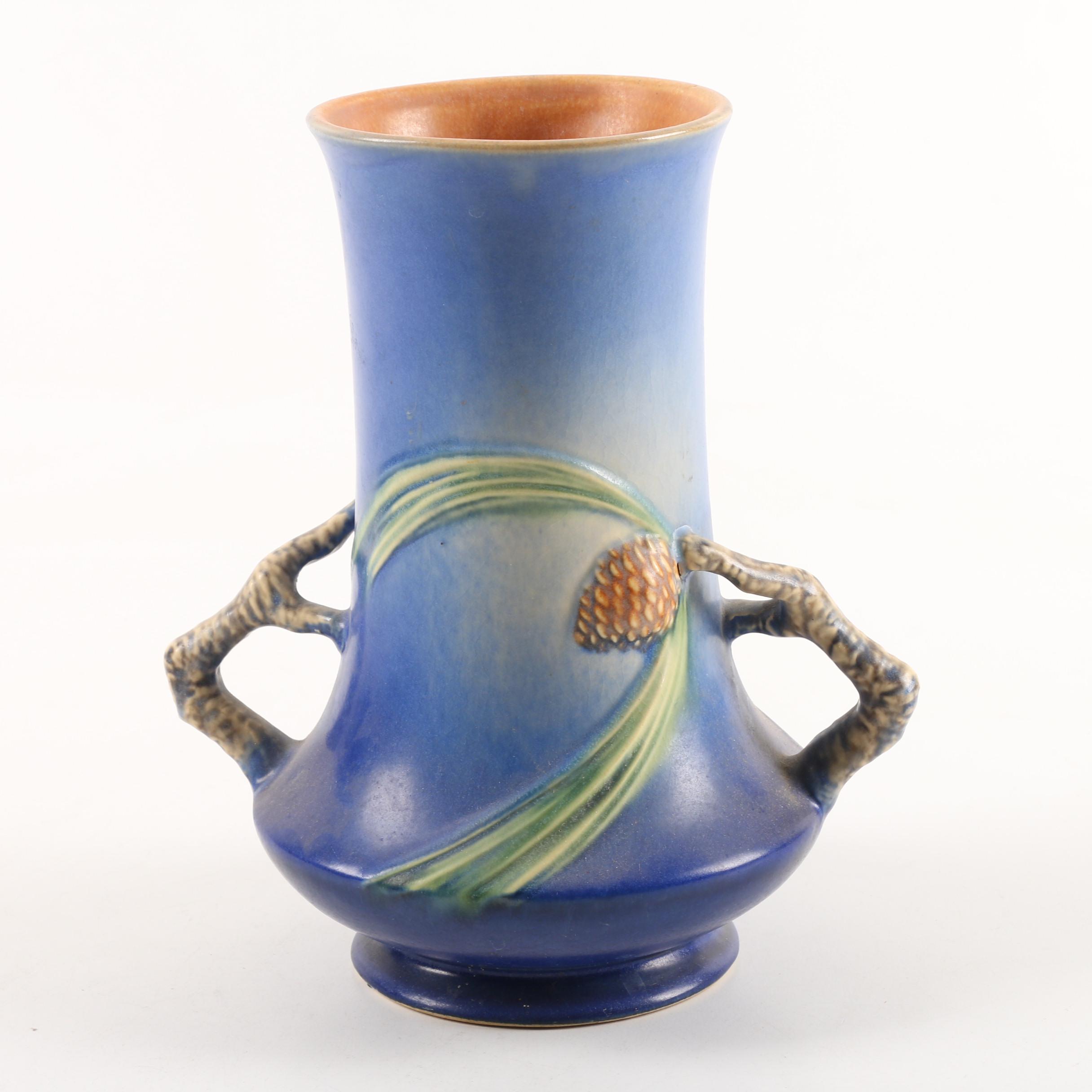 Roseville Pottery "Pine Cone" Blue Vase