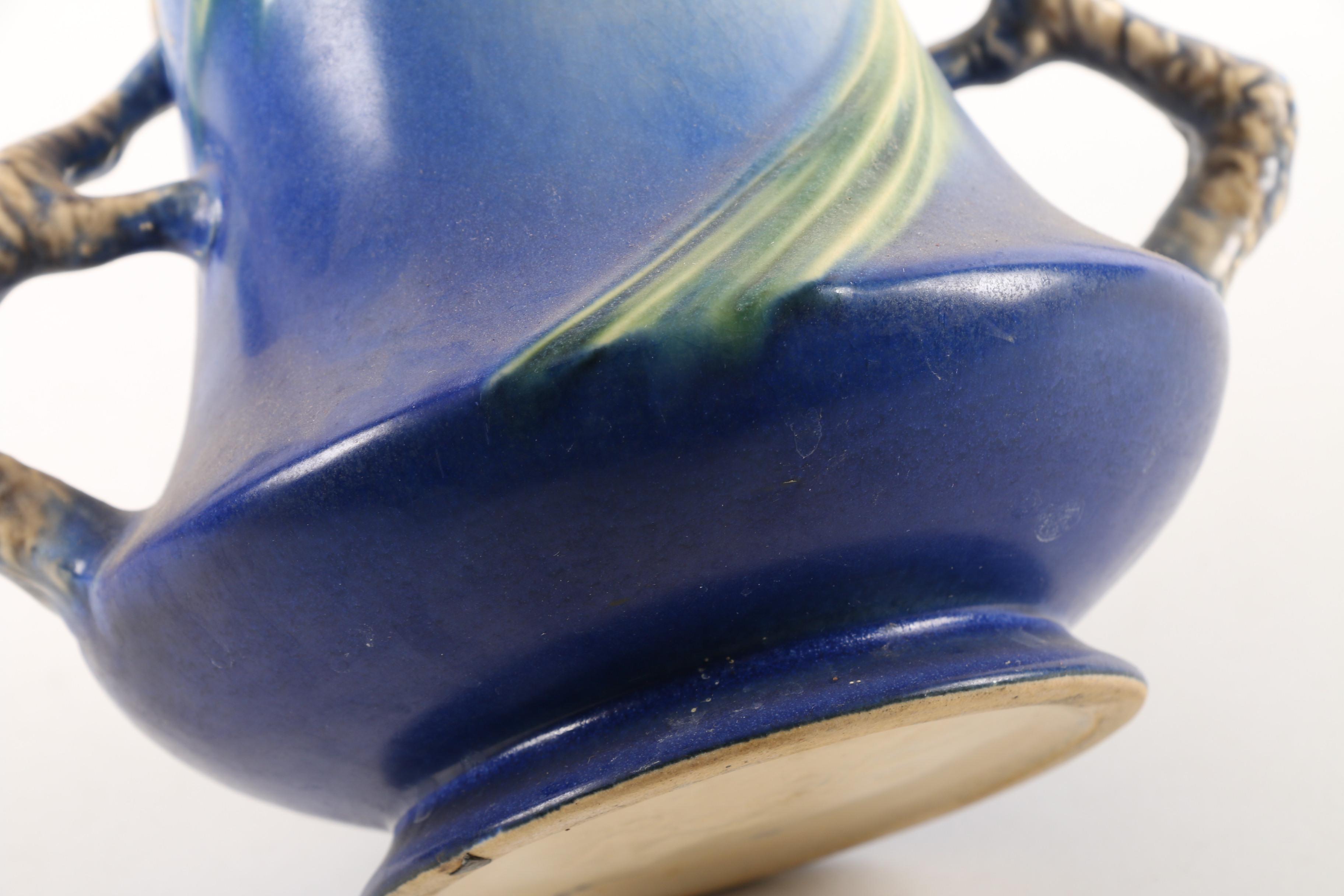 Roseville Pottery "Pine Cone" Blue Vase