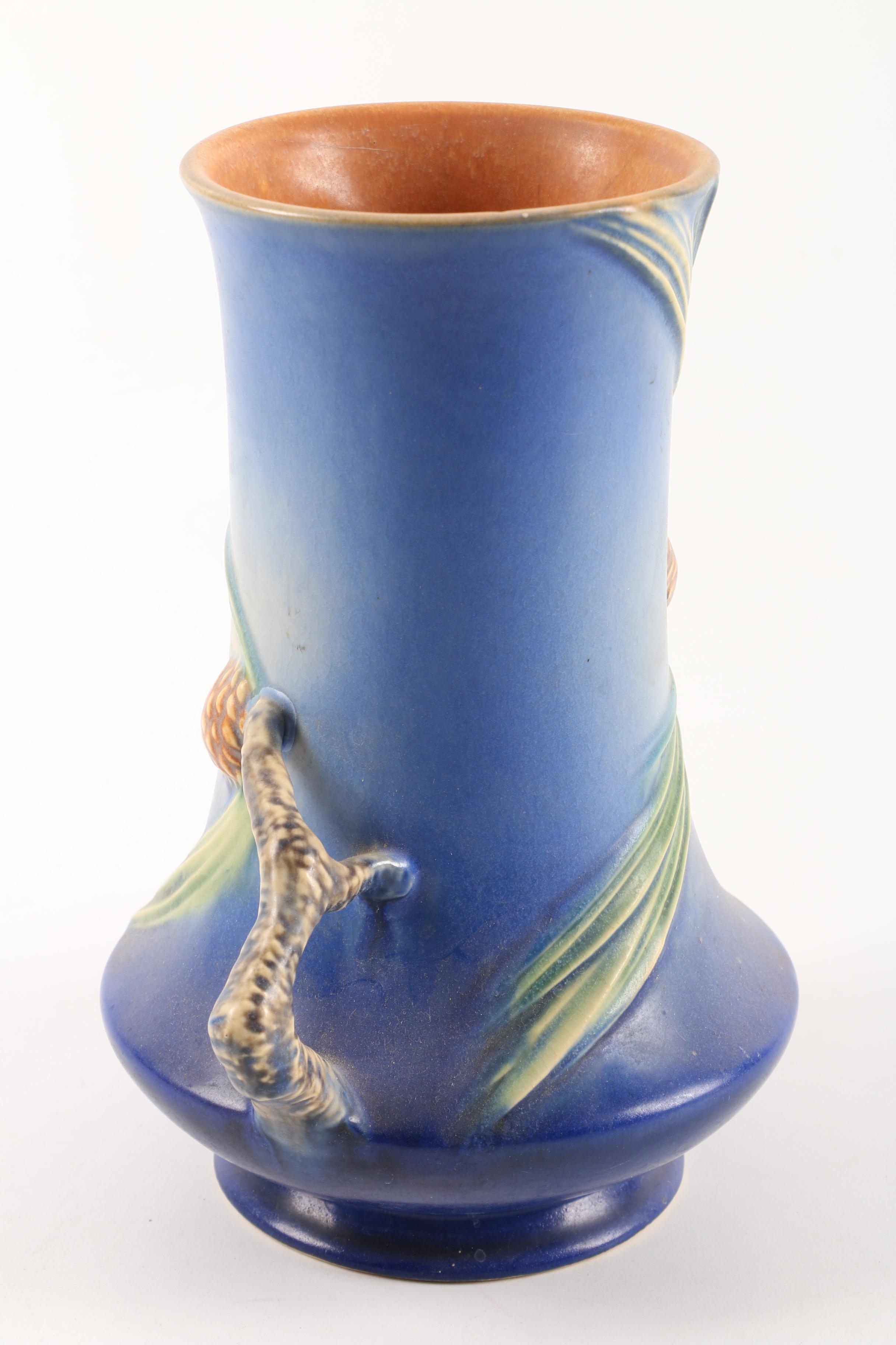 Roseville Pottery "Pine Cone" Blue Vase