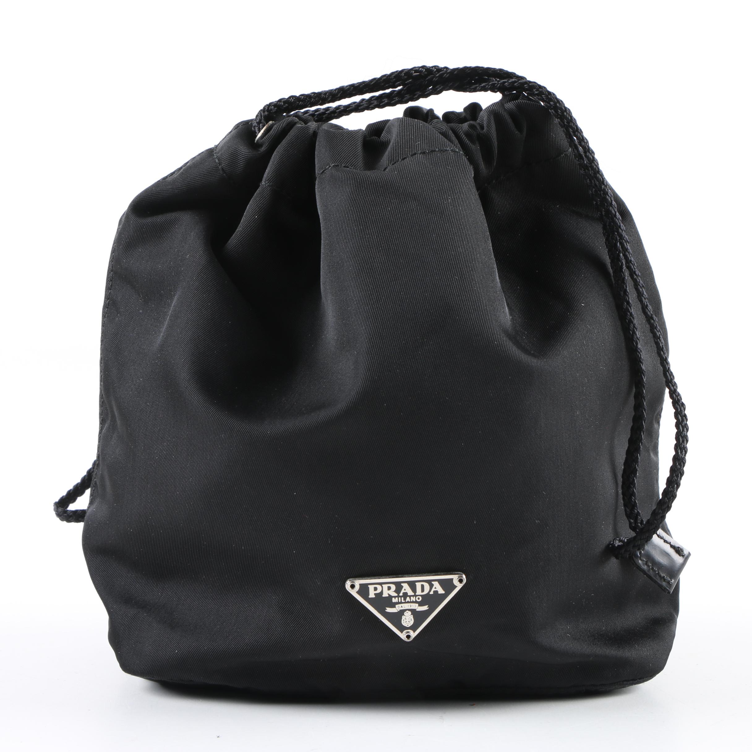 Prada Black Nylon Drawstring Pouch