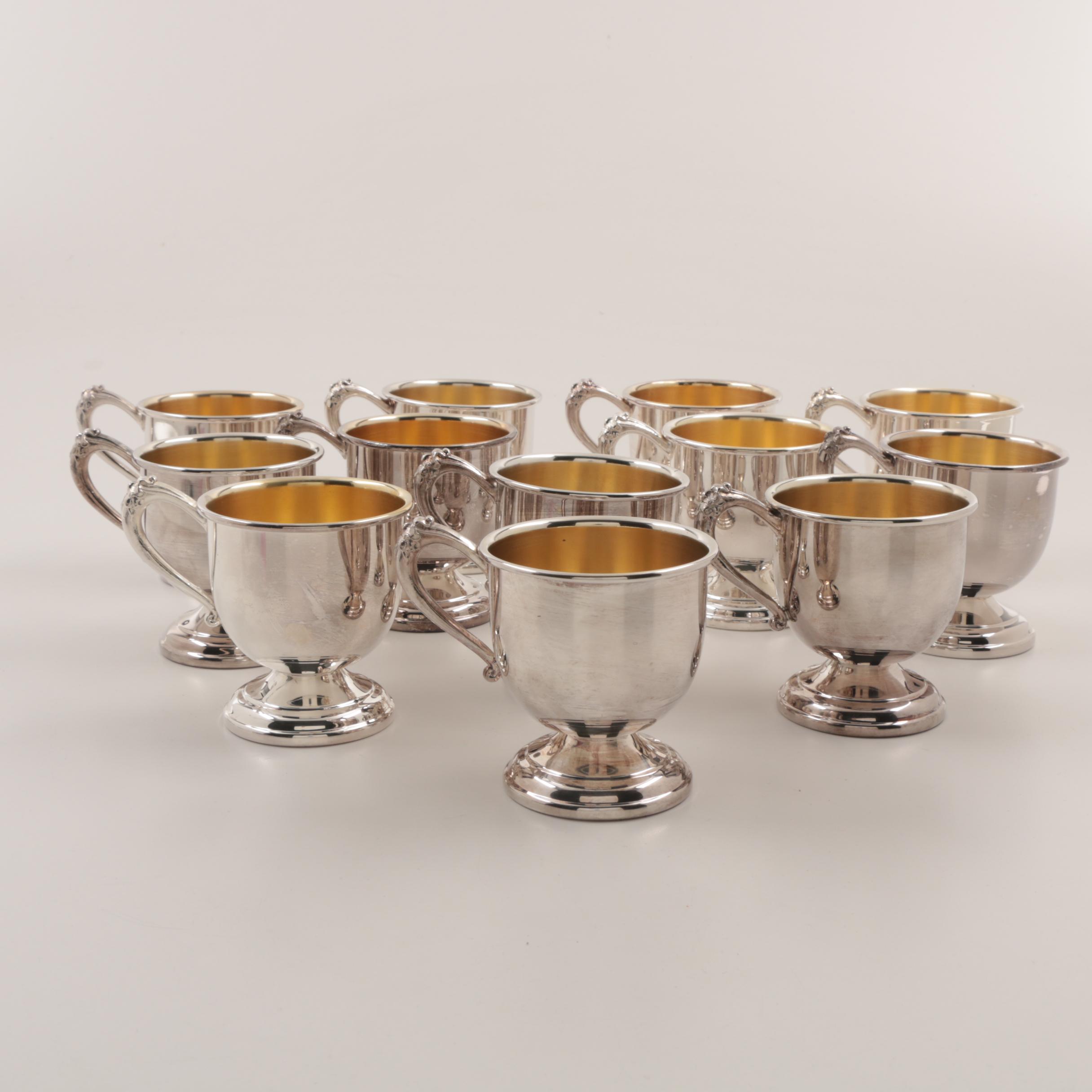 Set of Twelve Sheridan Silver Plate Handled Punch Cups