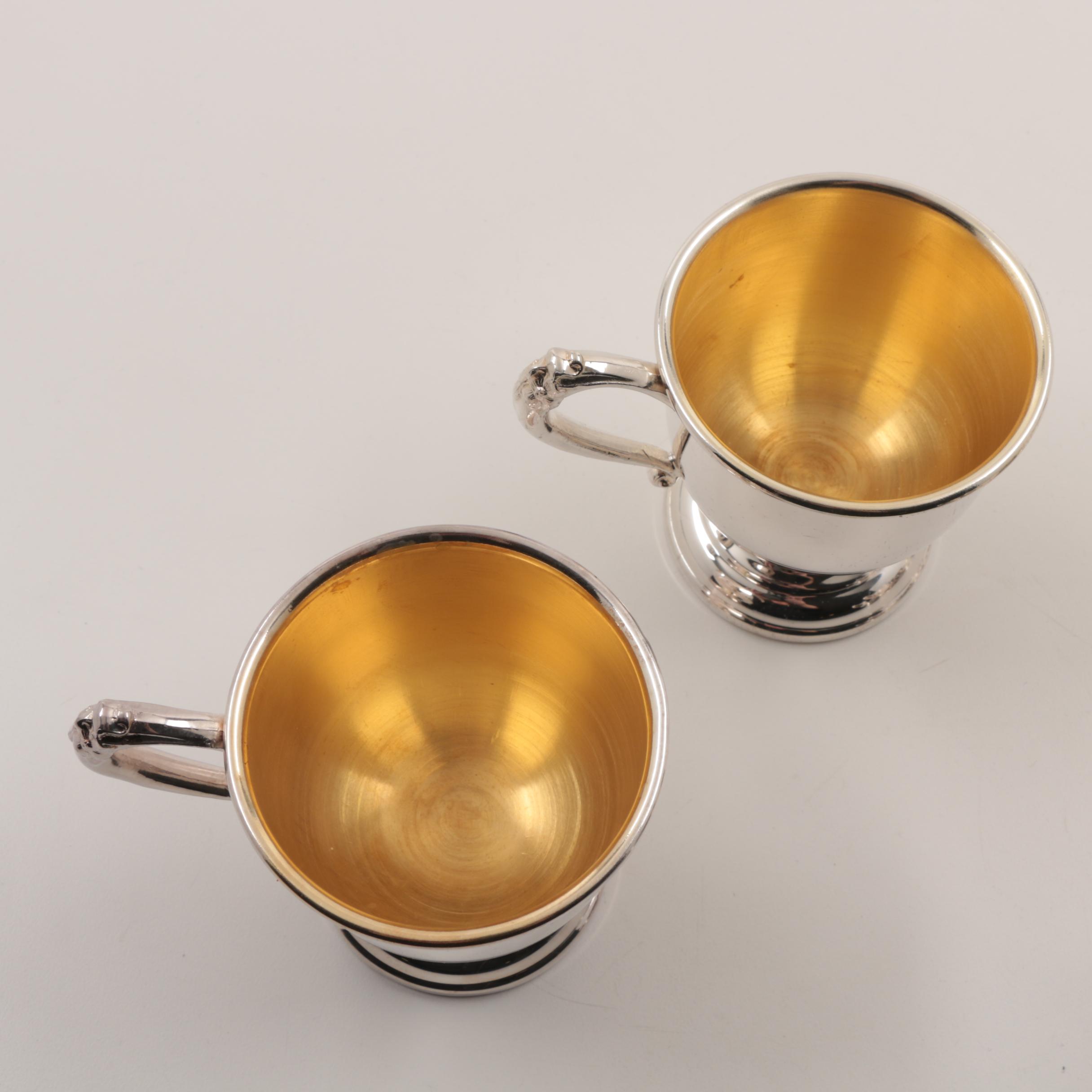 Set of Twelve Sheridan Silver Plate Handled Punch Cups