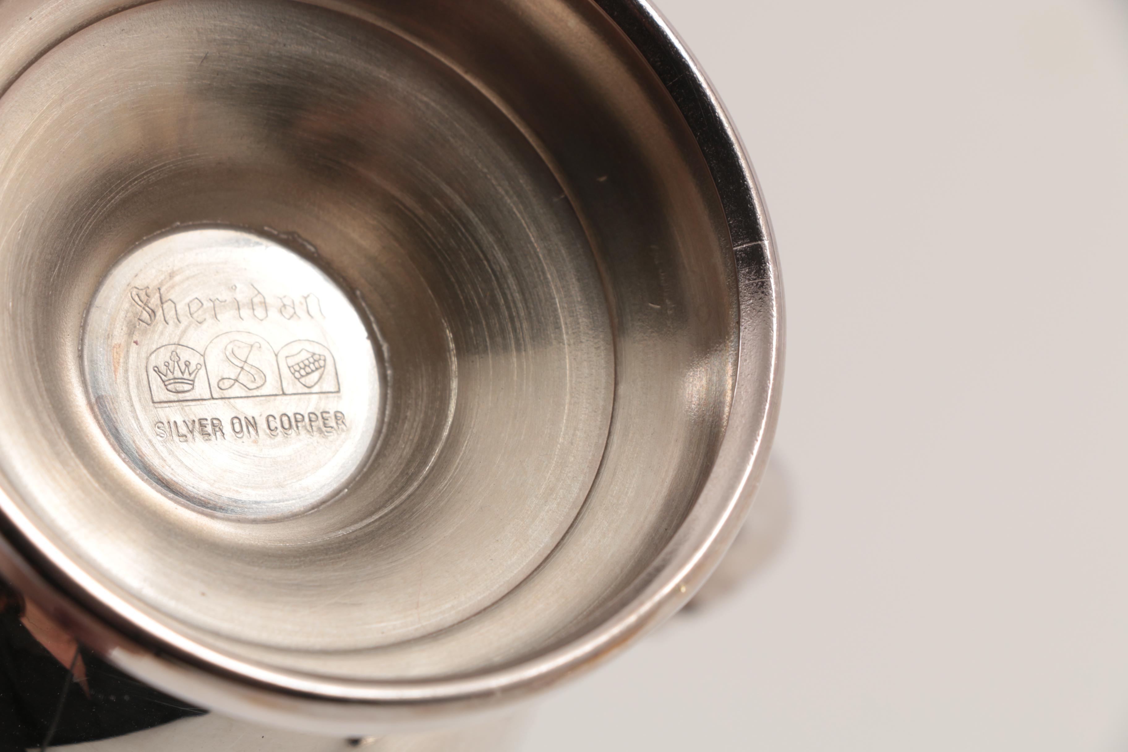 Set of Twelve Sheridan Silver Plate Handled Punch Cups