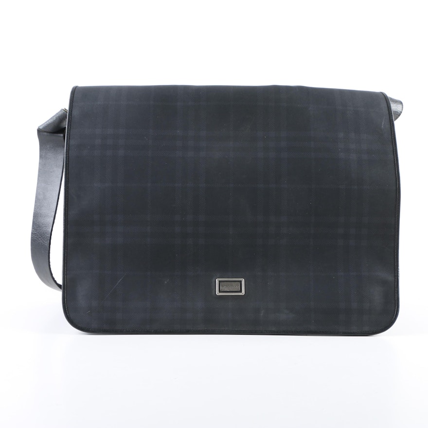 Burberry London Plaid Messenger Bag in Midnight Blue