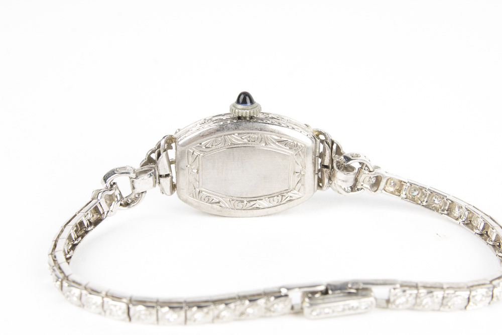 Helbros Platinum Diamond and Sapphire Watch