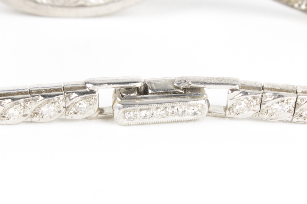 Helbros Platinum Diamond and Sapphire Watch