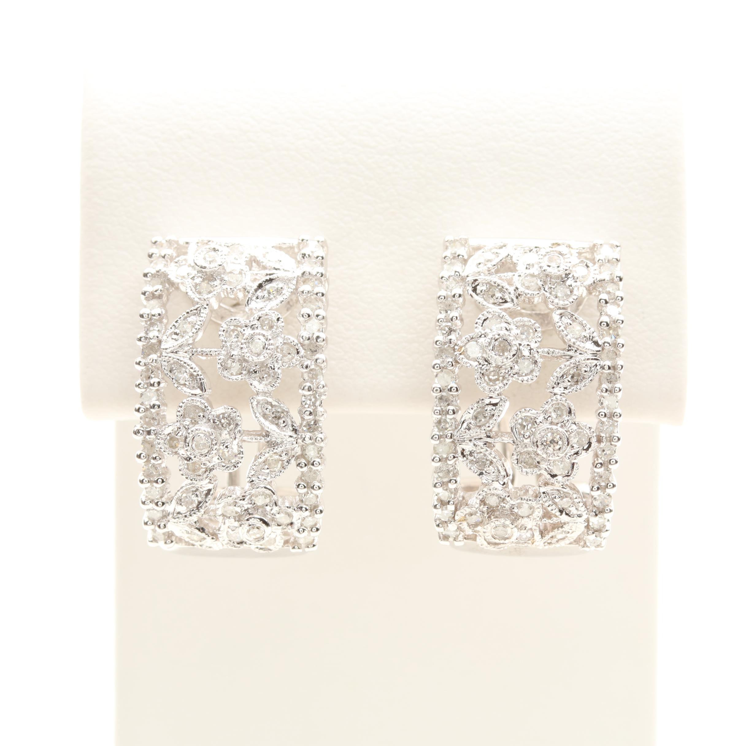 14K White Gold Diamond Earrings