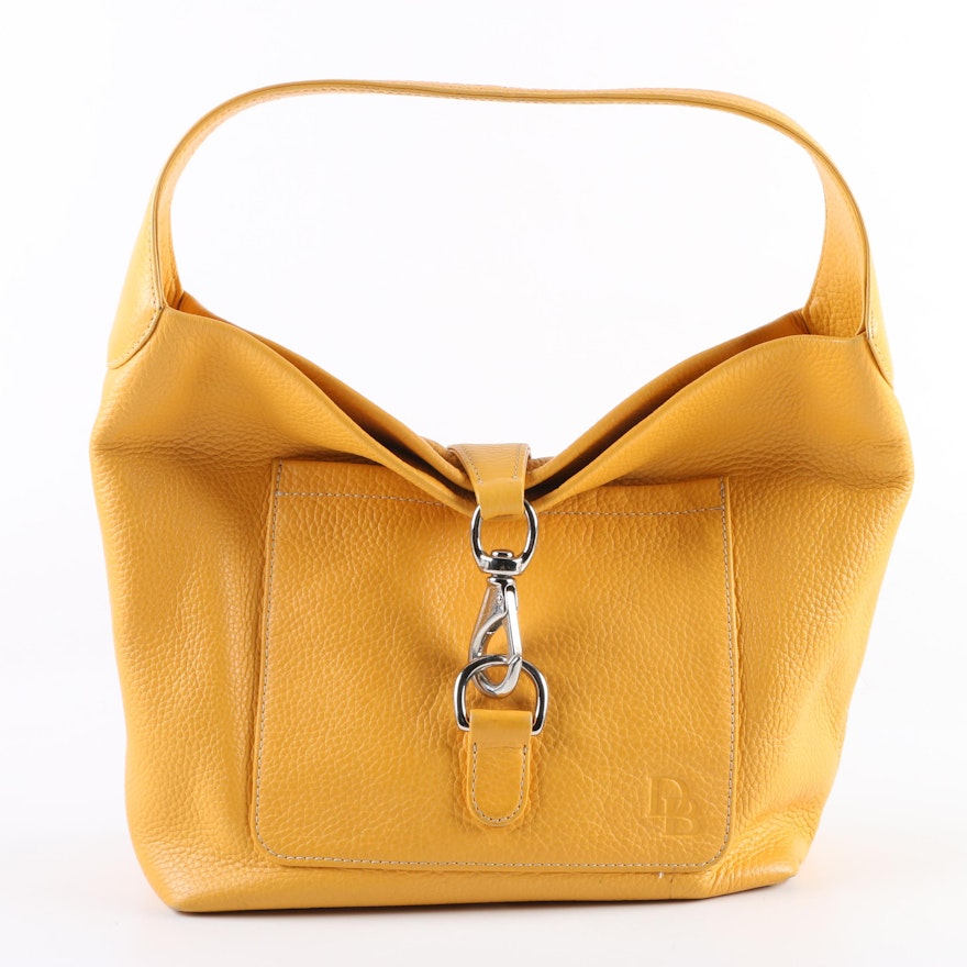 Dooney & Bourke Yellow Pebbled Leather Hobo Bag