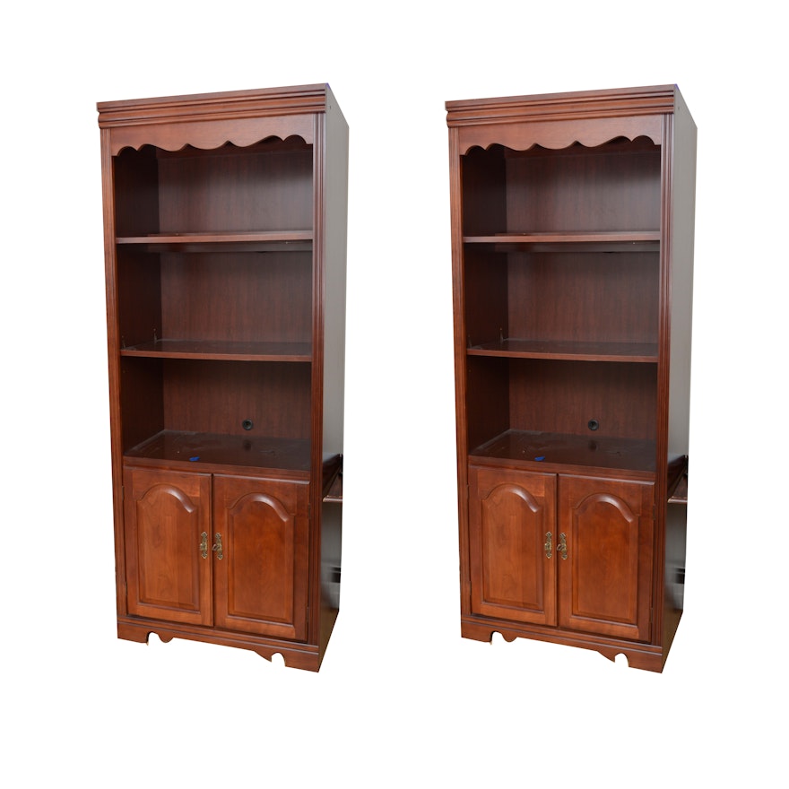 Cherry Bookcase Cabinets by Broyhill