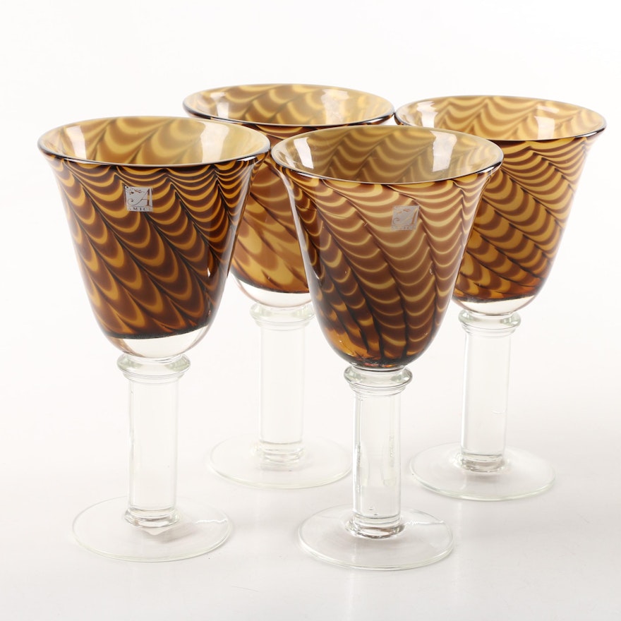 Global Amici "Peacock" Blown Glass Water Goblets