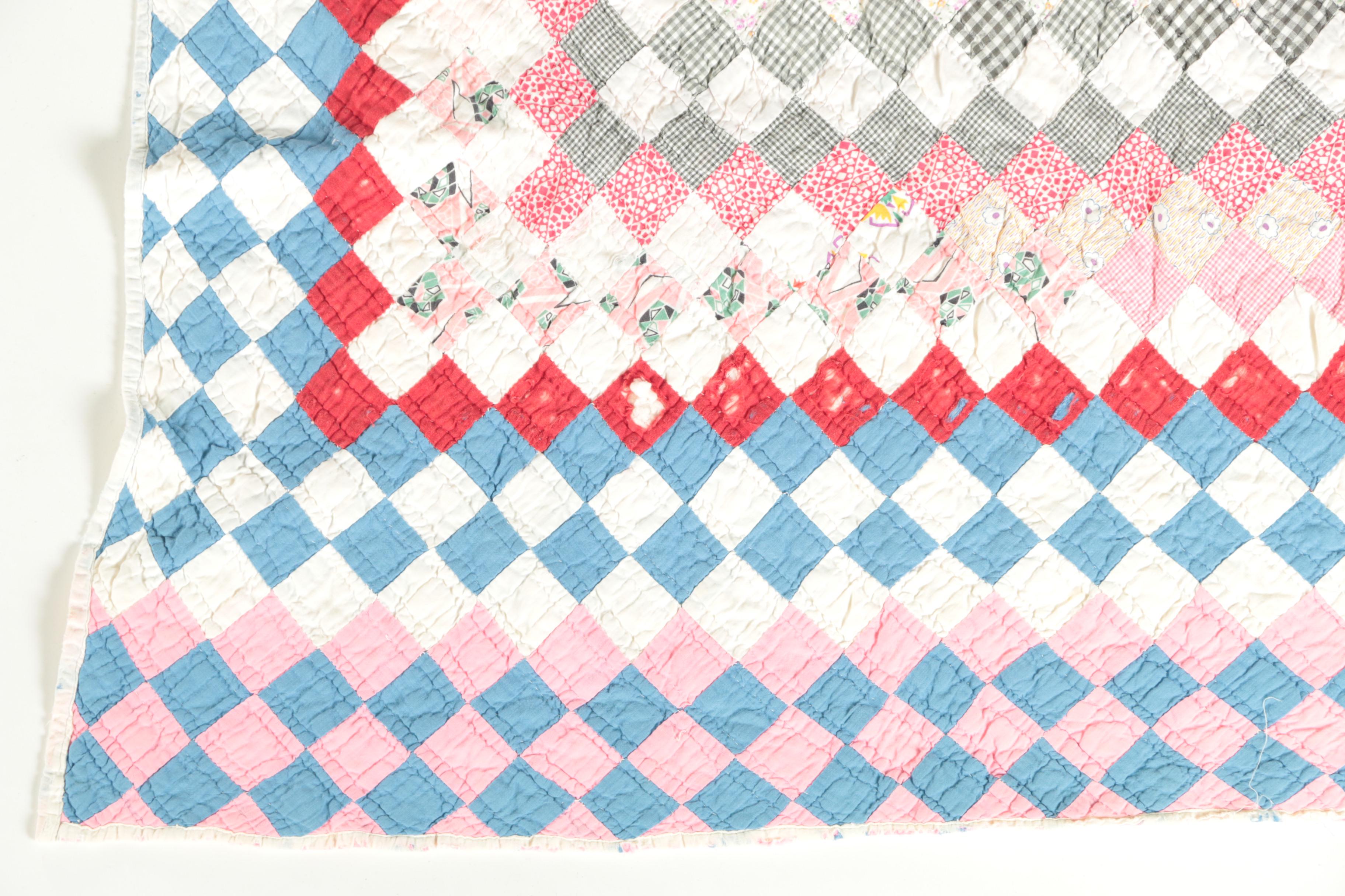 Early 20th Century "Trip Around the World" and "Nine Patch" Vintage Quilts