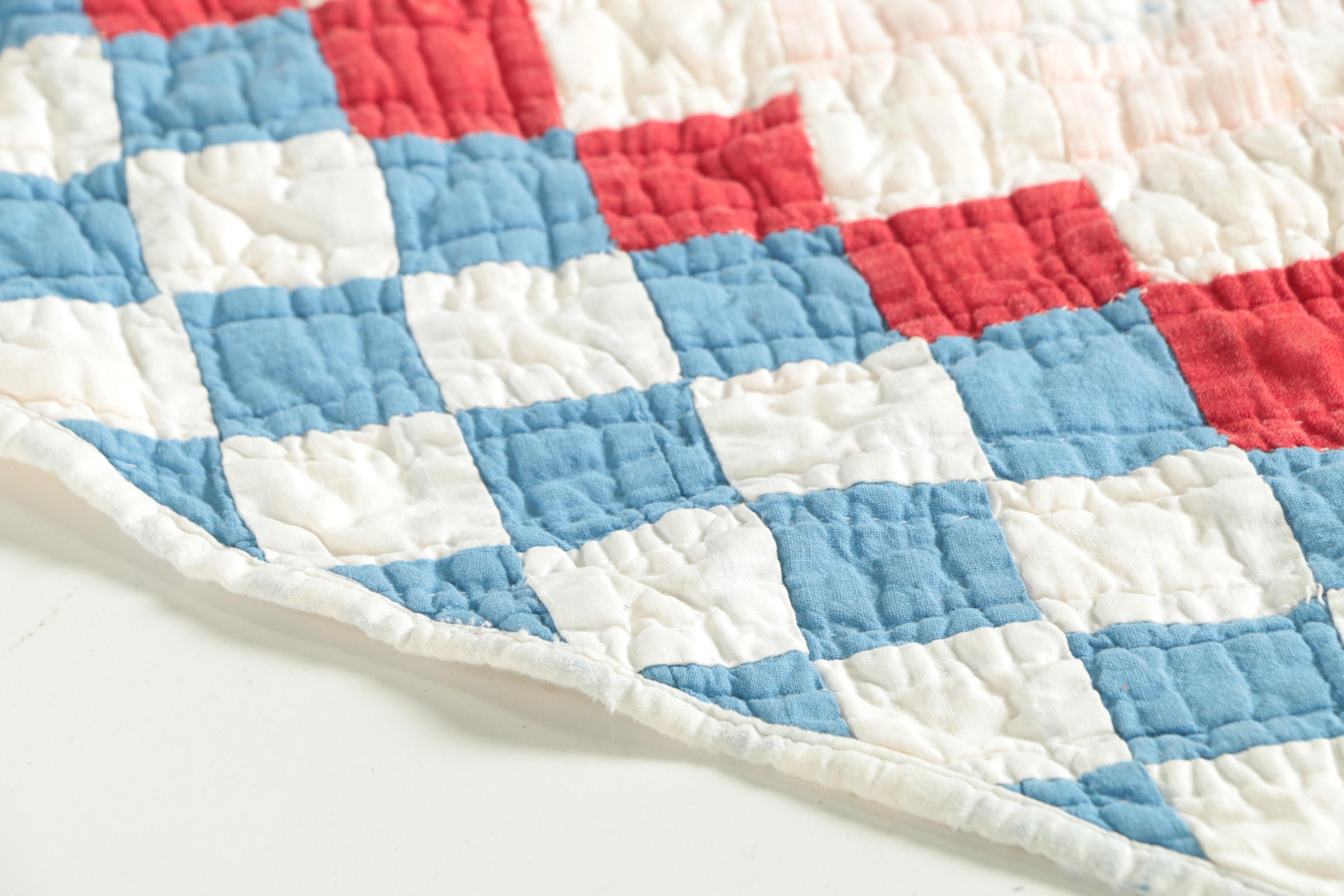 Early 20th Century "Trip Around the World" and "Nine Patch" Vintage Quilts