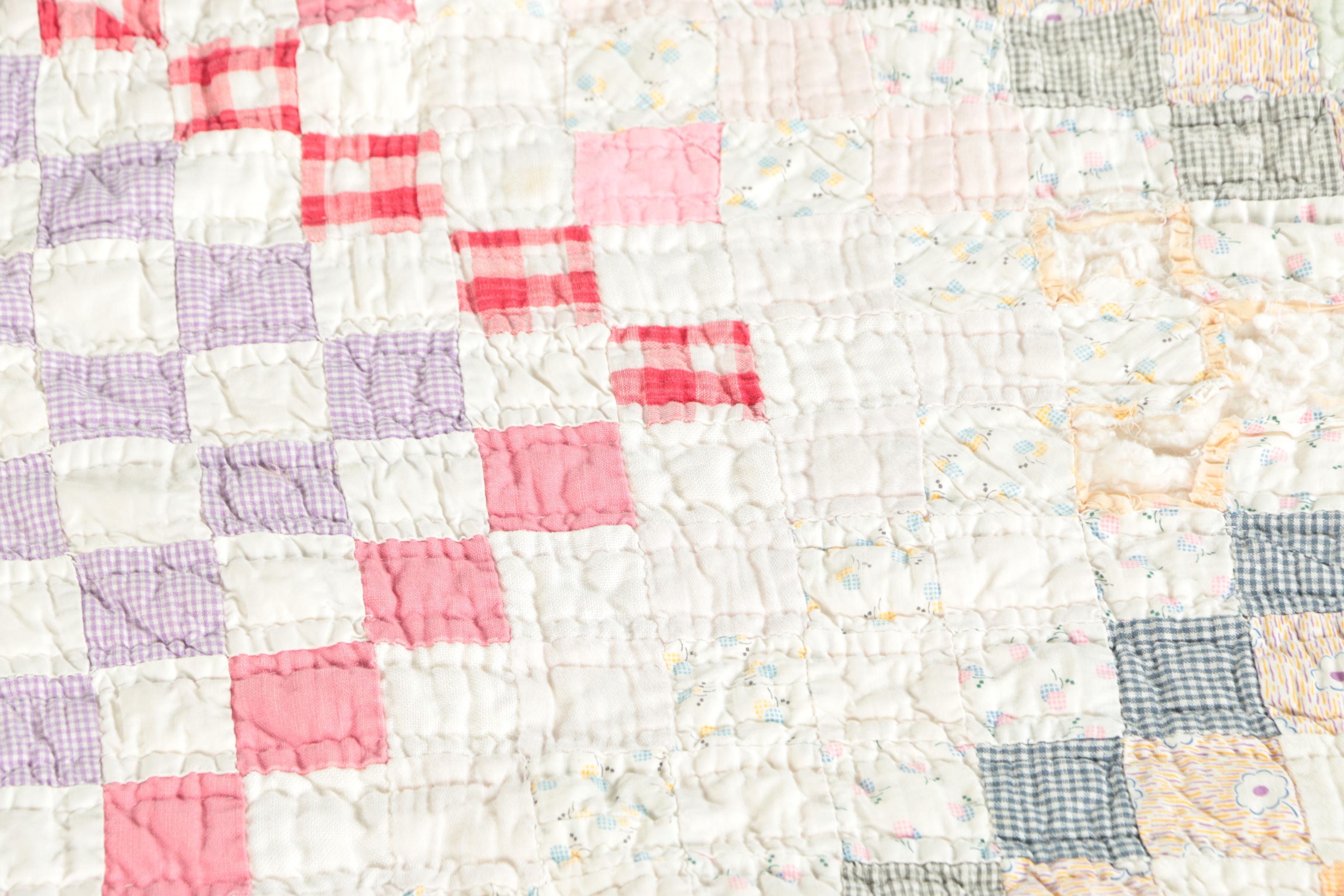 Early 20th Century "Trip Around the World" and "Nine Patch" Vintage Quilts