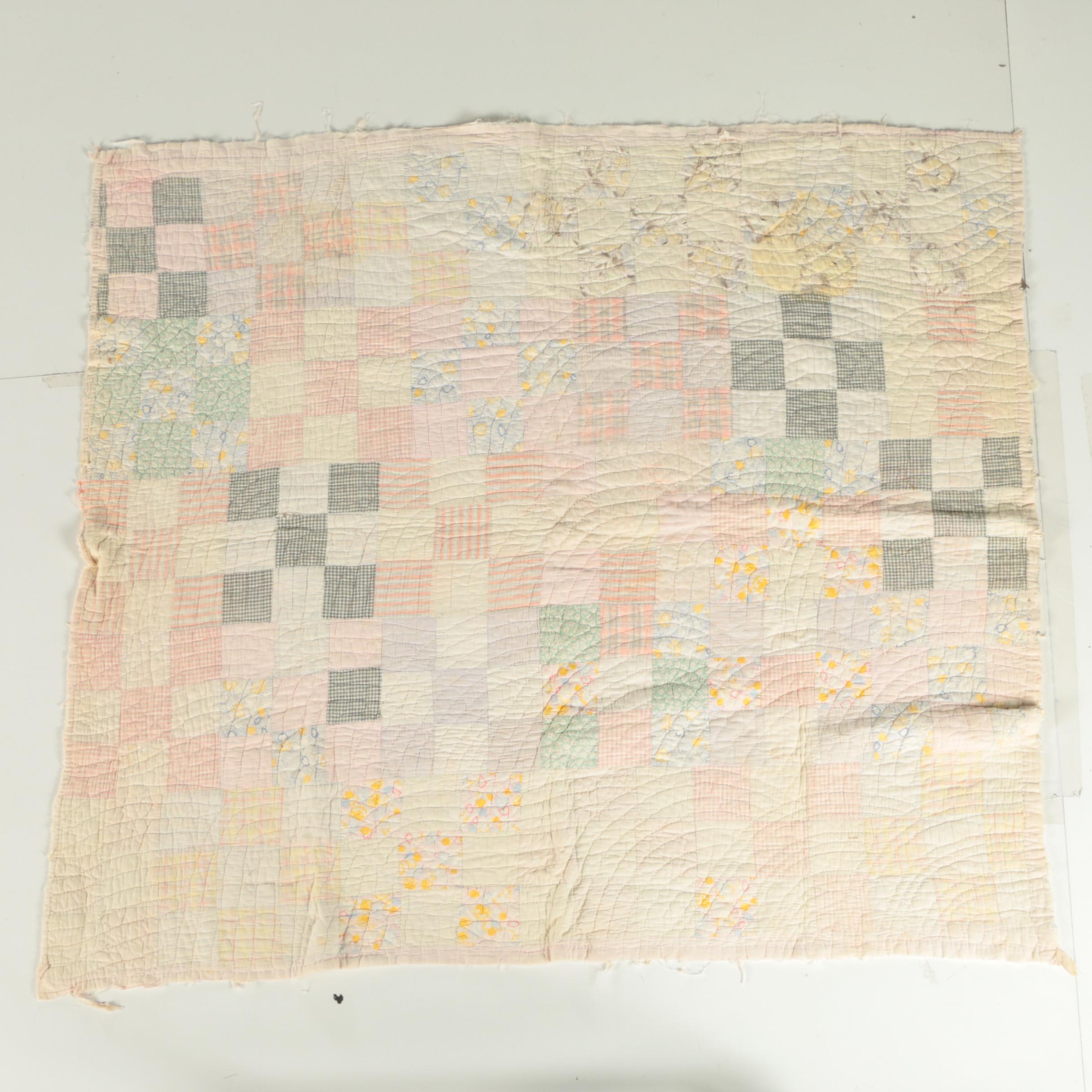 Early 20th Century "Trip Around the World" and "Nine Patch" Vintage Quilts