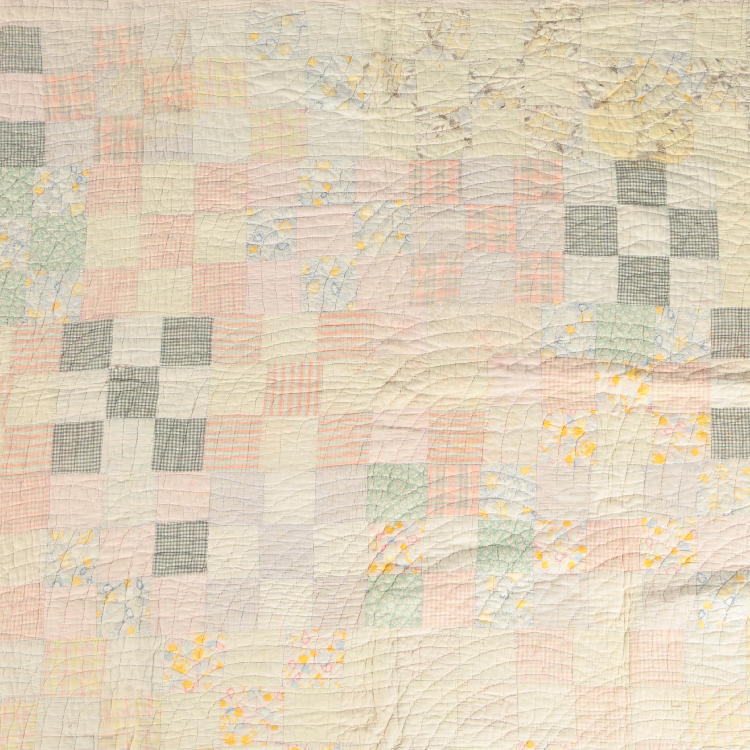 Early 20th Century "Trip Around the World" and "Nine Patch" Vintage Quilts