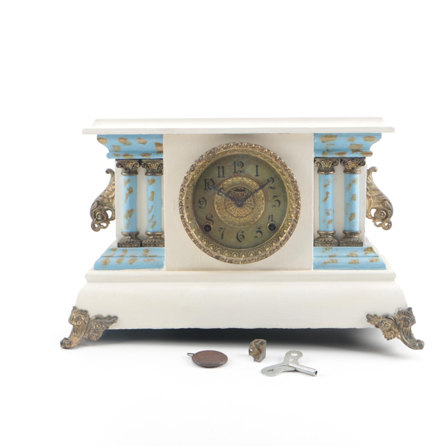 19th Century Repainted E. Ingraham Clock Co. "Adrian" Mantel Clock