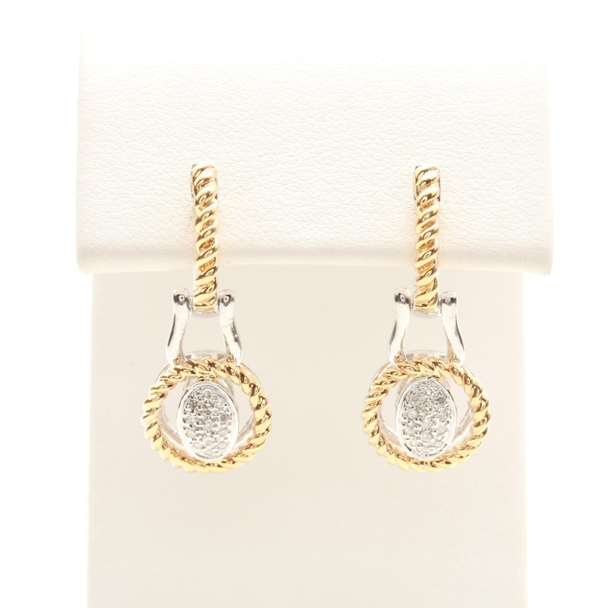 14K Yellow and White Gold Diamond Earrings