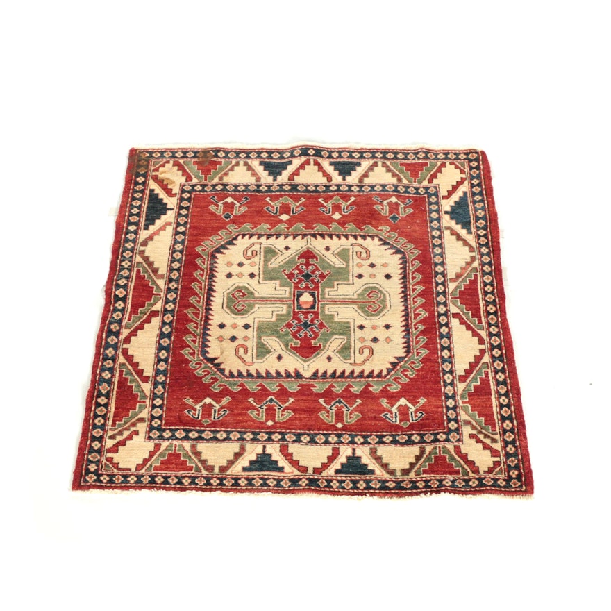 Hand-Knotted Turkish Kazak Accent Rug