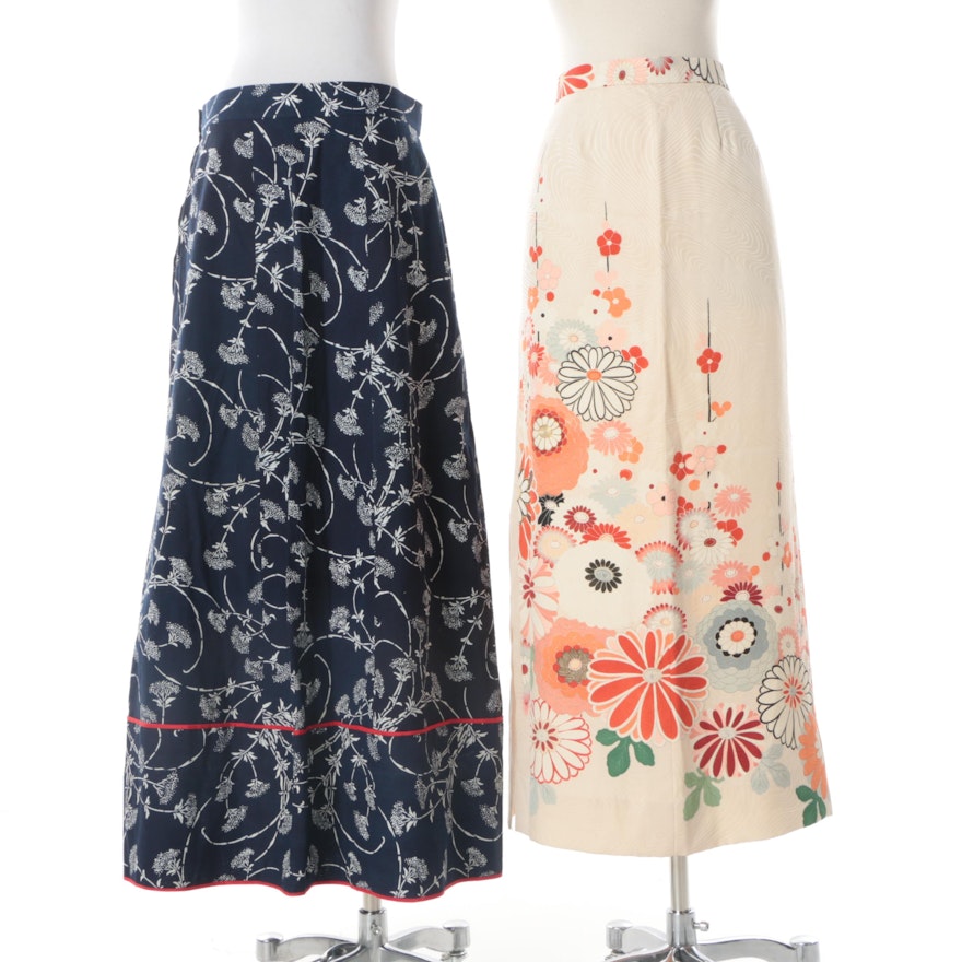 Women's Circa 1970s Vintage Floral Print Maxi Skirts Including Tomoyo