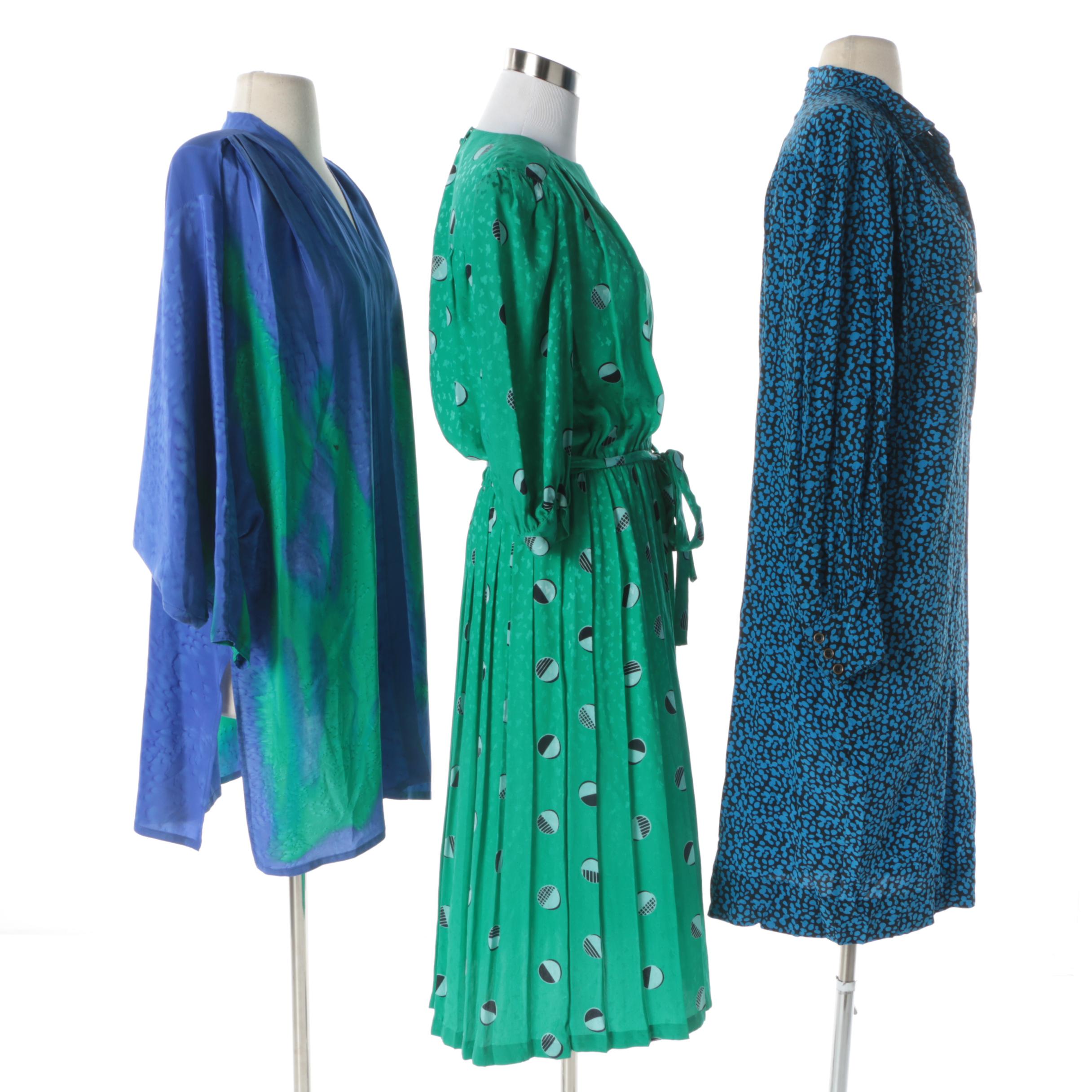 Women's Circa 1980 Silk Dresses and Jacket Including Adrianna Papell