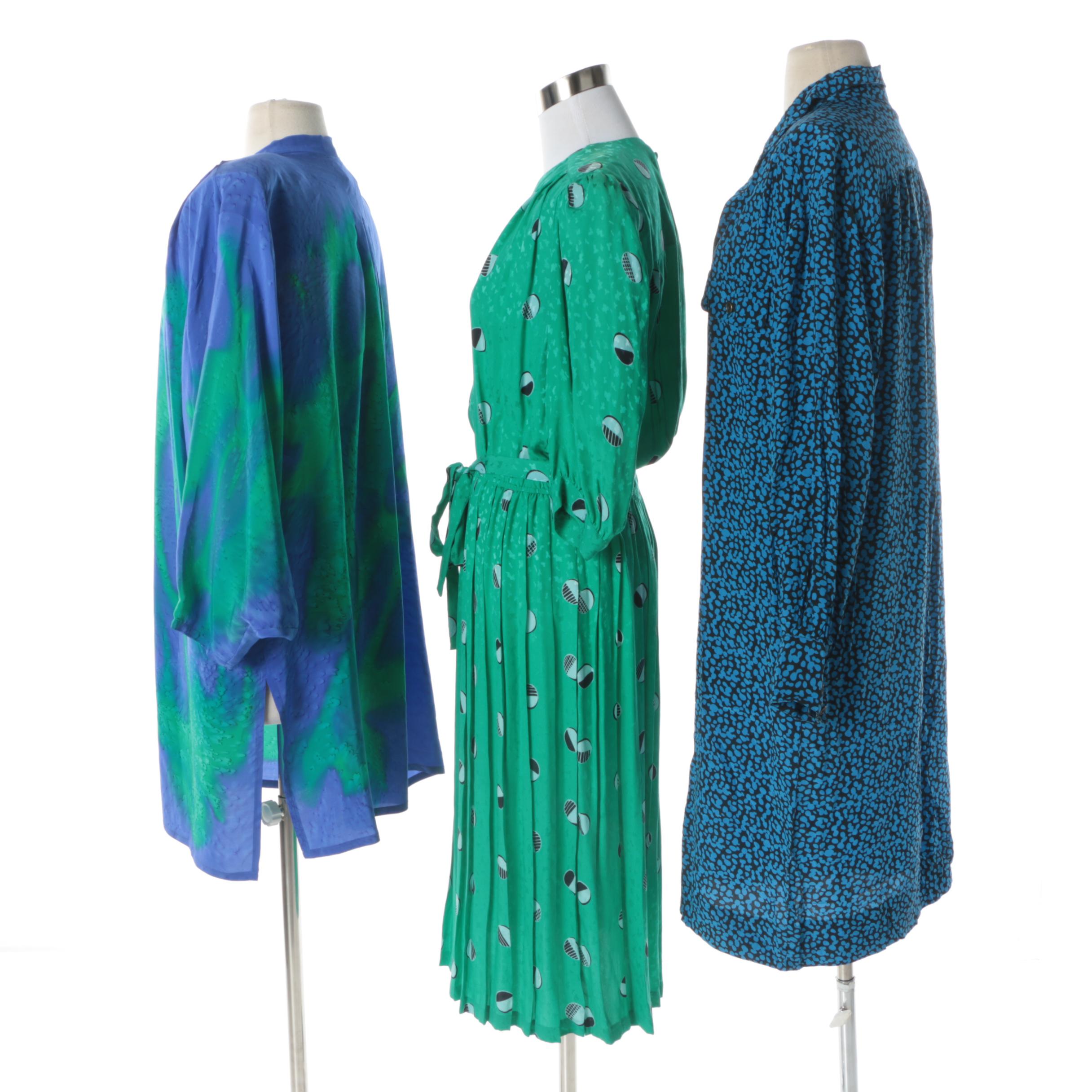 Women's Circa 1980 Silk Dresses and Jacket Including Adrianna Papell