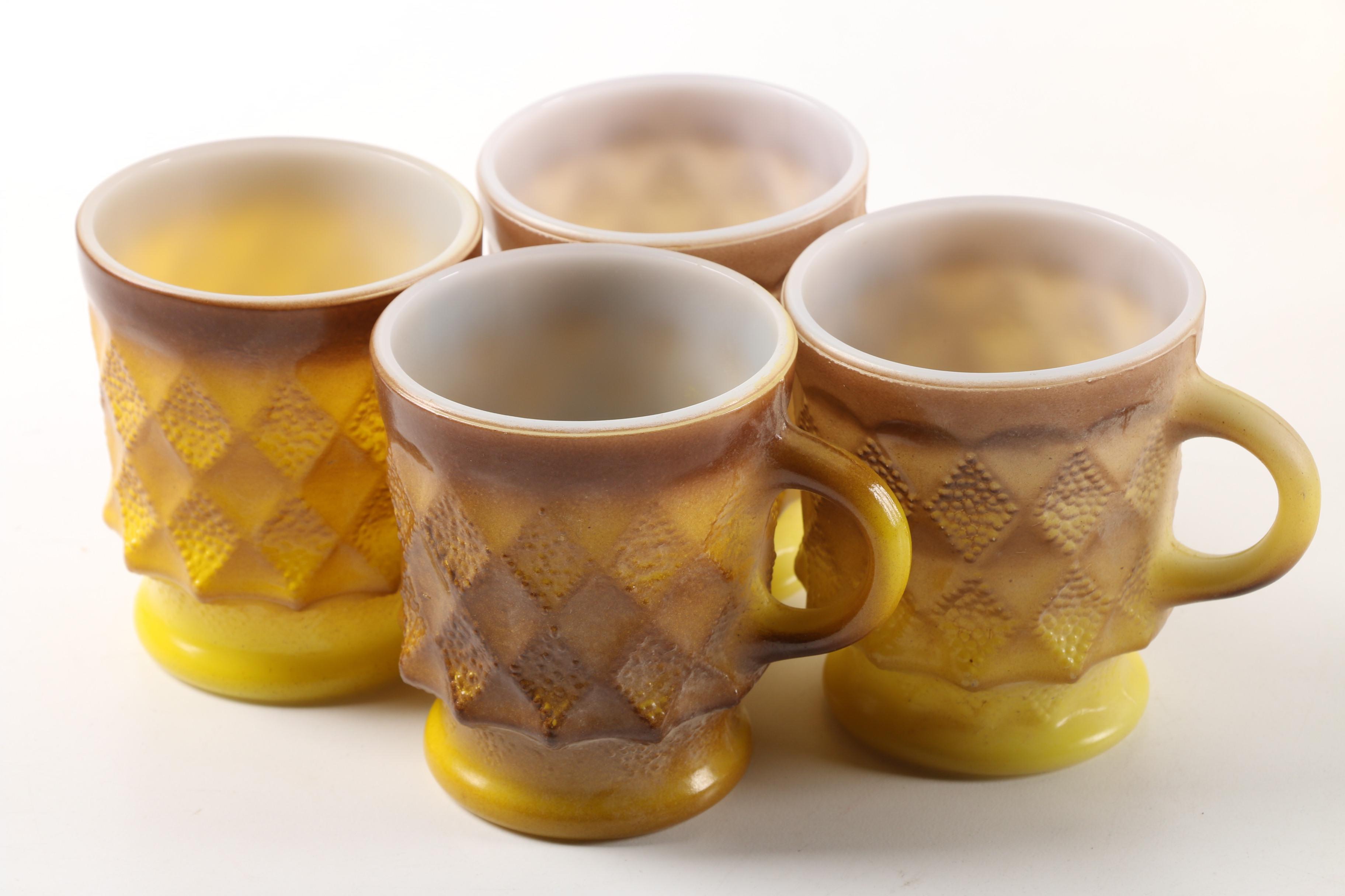 Vintage Anchor Hocking "Kimberly" Glass Mugs with Ramekins and Pyrex Bowls