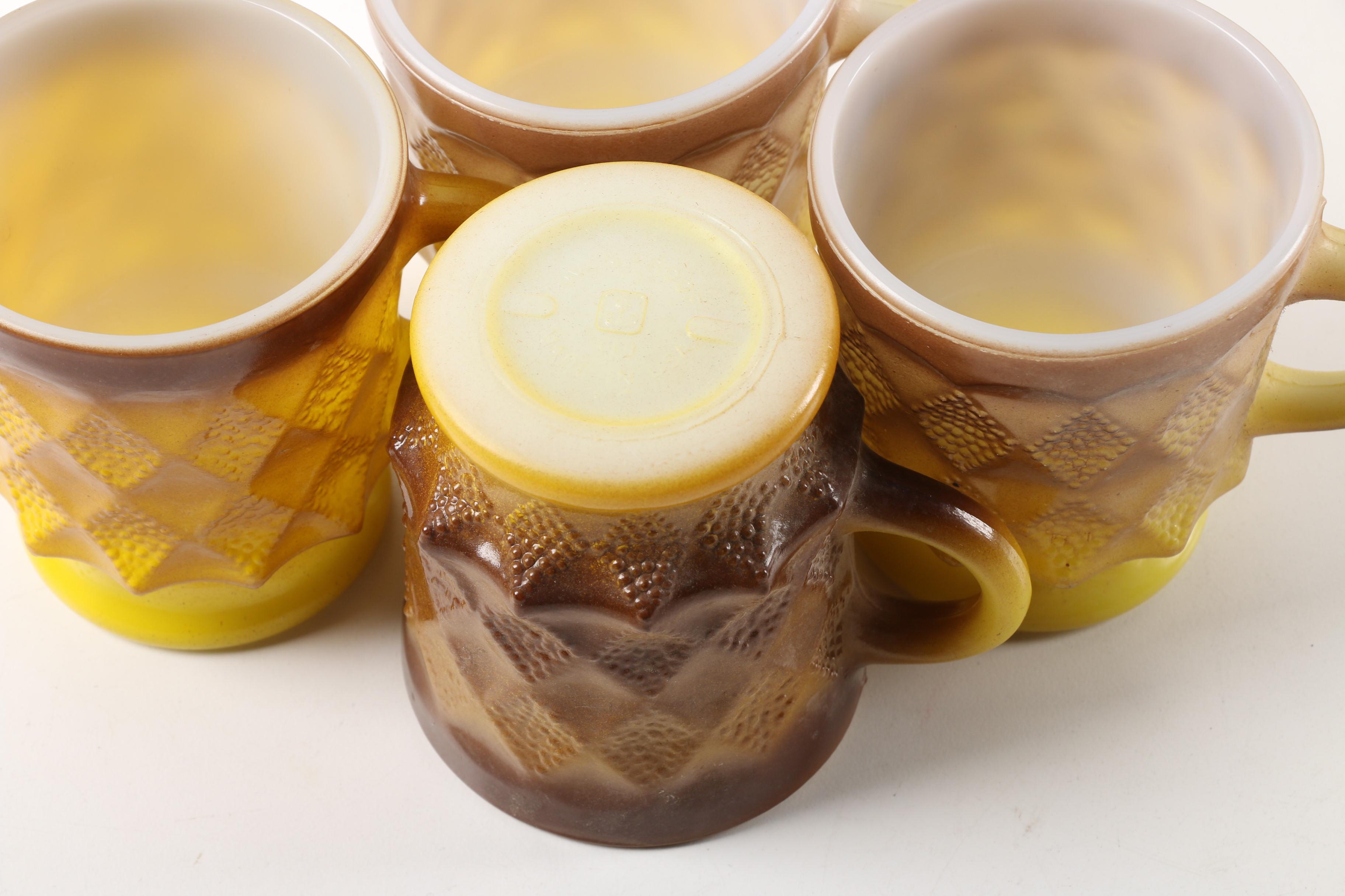 Vintage Anchor Hocking "Kimberly" Glass Mugs with Ramekins and Pyrex Bowls