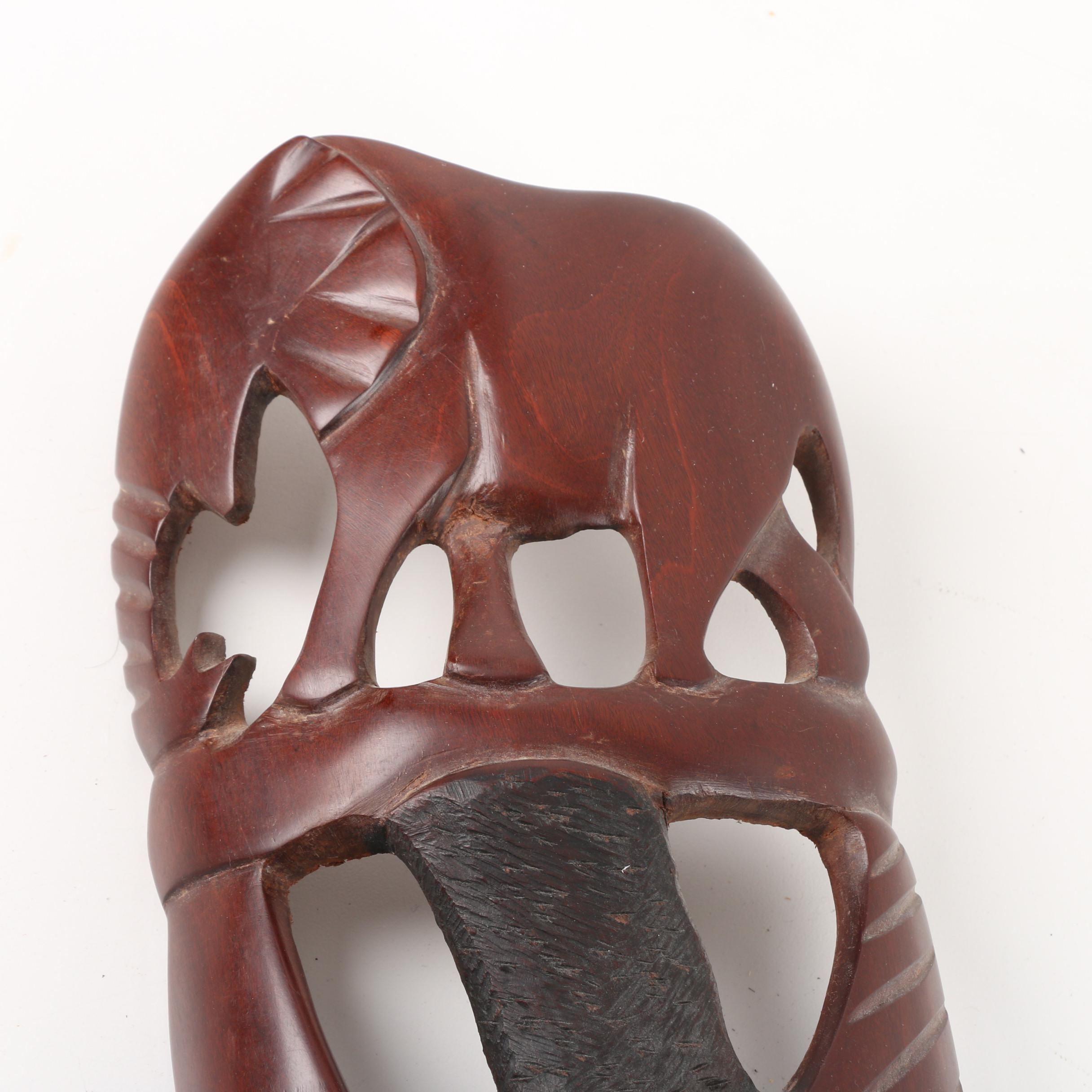 Vintage African Carved and Pierced Wood Wall Hanging