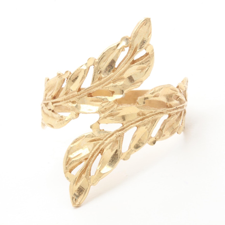 14K Yellow Gold Olive Branch Ring