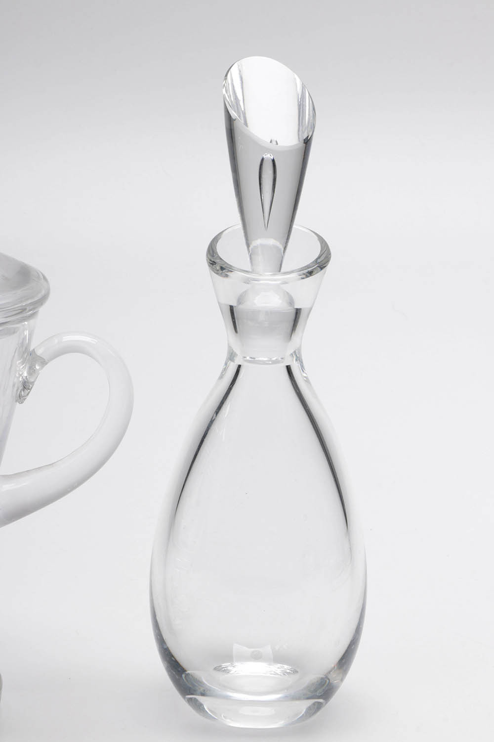 1930's Signed Steuben Glass Covered Urn or Candy Dish with 1950s Decanter