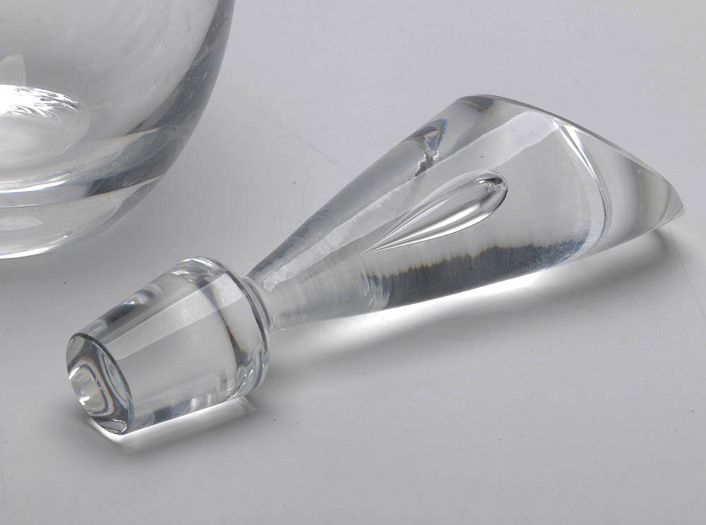 1930's Signed Steuben Glass Covered Urn or Candy Dish with 1950s Decanter