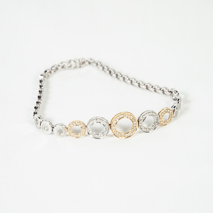 14K White and Yellow Gold Diamond Bracelet