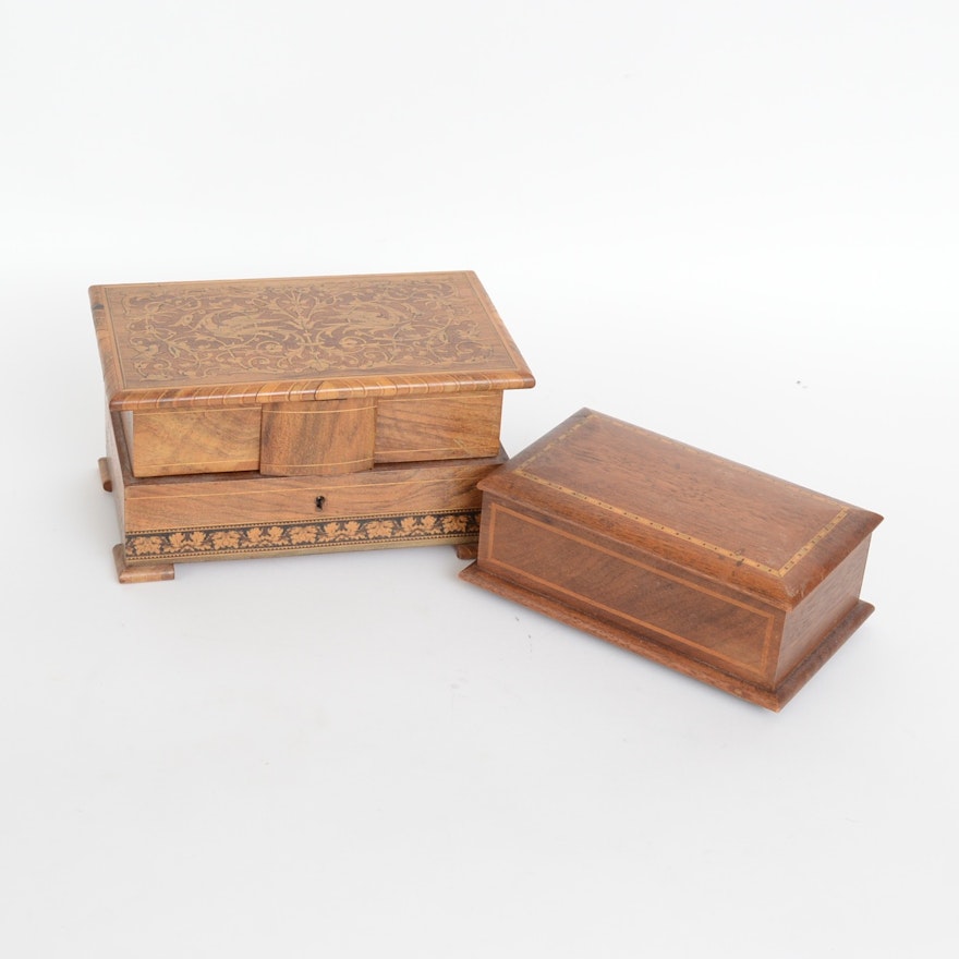 Pair of Wooden Jewelry Boxes