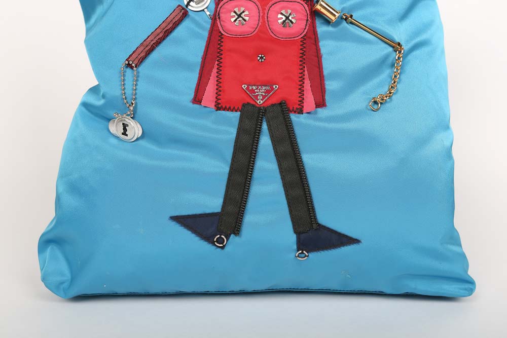Prada Begonia Tessuto Robot Blue Nylon Shopper Tote
