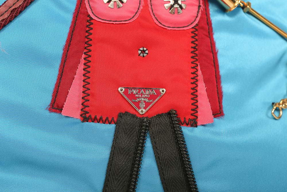 Prada Begonia Tessuto Robot Blue Nylon Shopper Tote