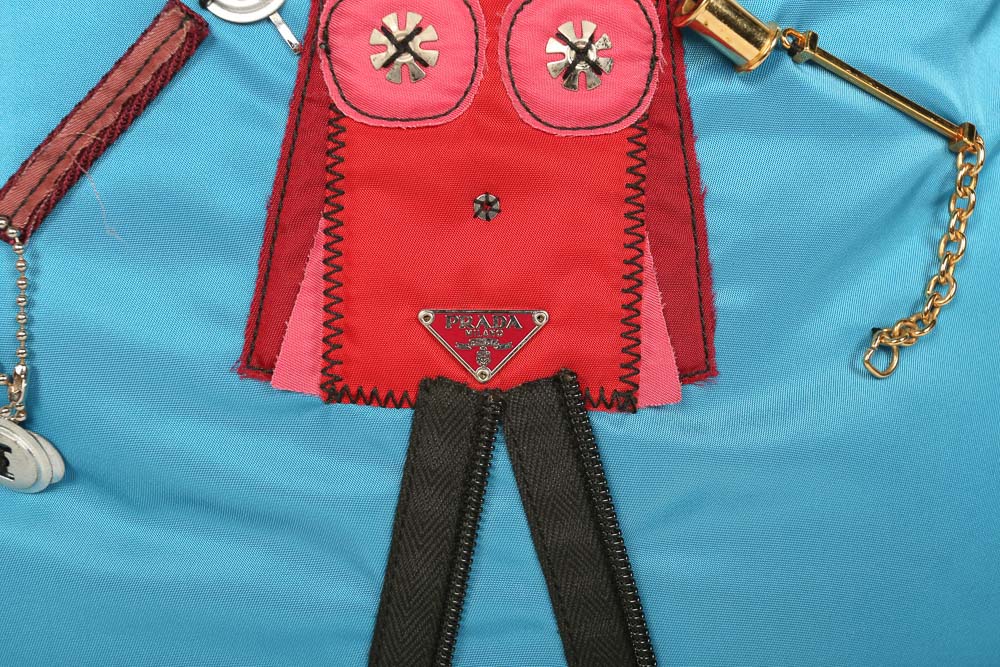 Prada Begonia Tessuto Robot Blue Nylon Shopper Tote