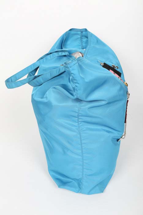 Prada Begonia Tessuto Robot Blue Nylon Shopper Tote