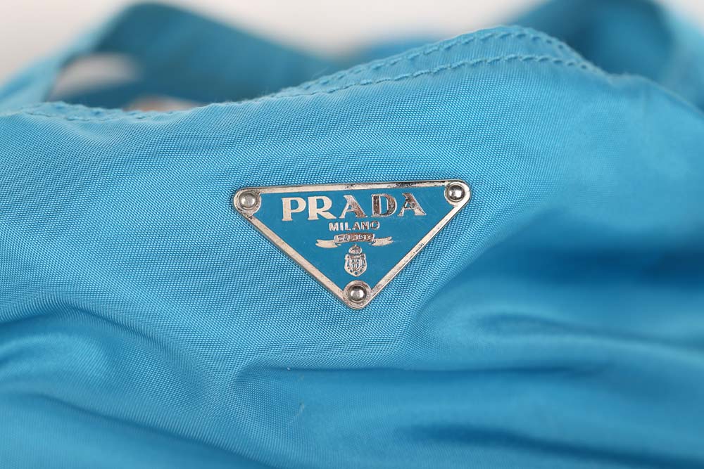 Prada Begonia Tessuto Robot Blue Nylon Shopper Tote