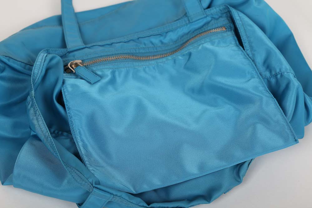 Prada Begonia Tessuto Robot Blue Nylon Shopper Tote