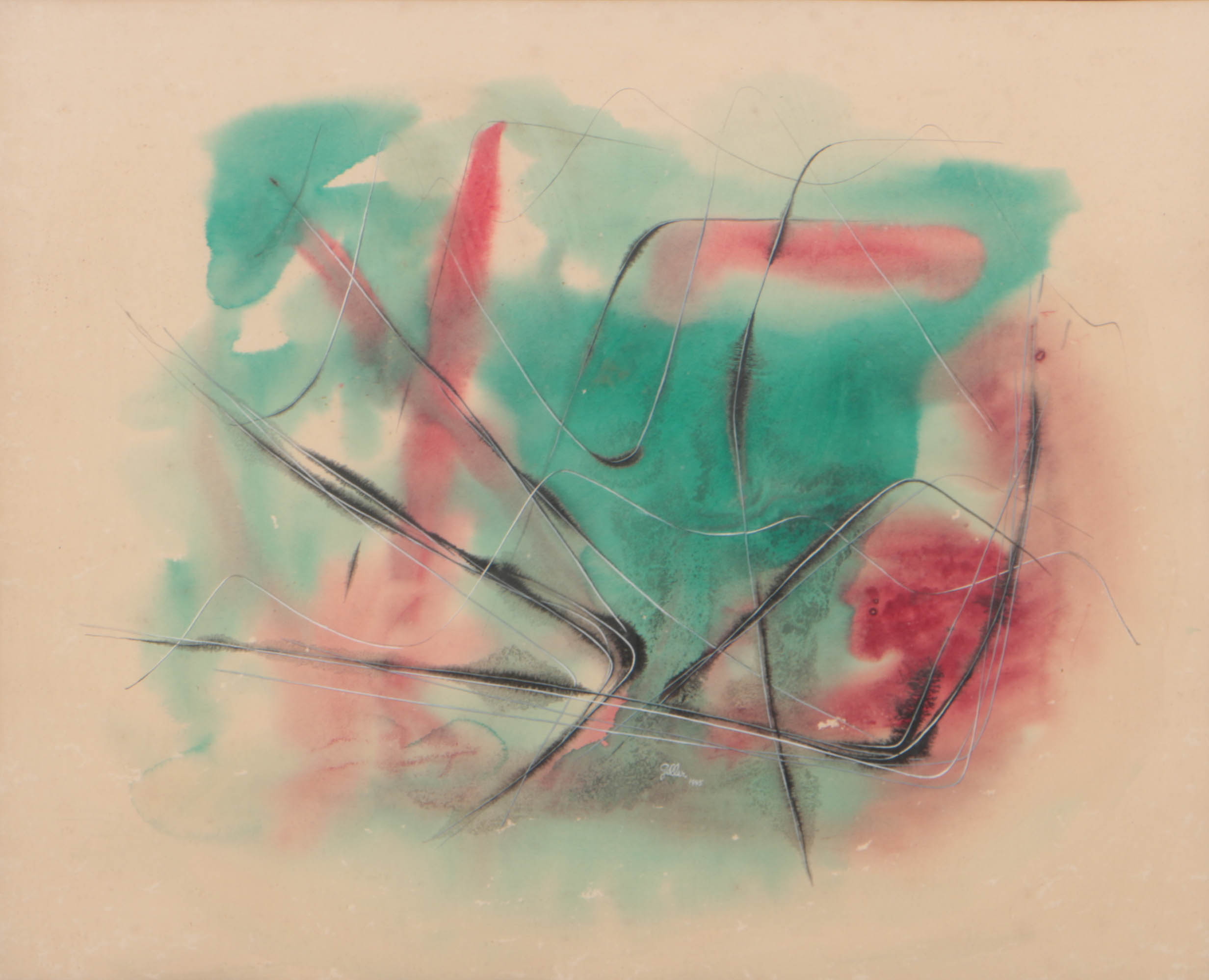 Esther Geller 1945 Watercolor on Paper "New Hampshire Landscape"