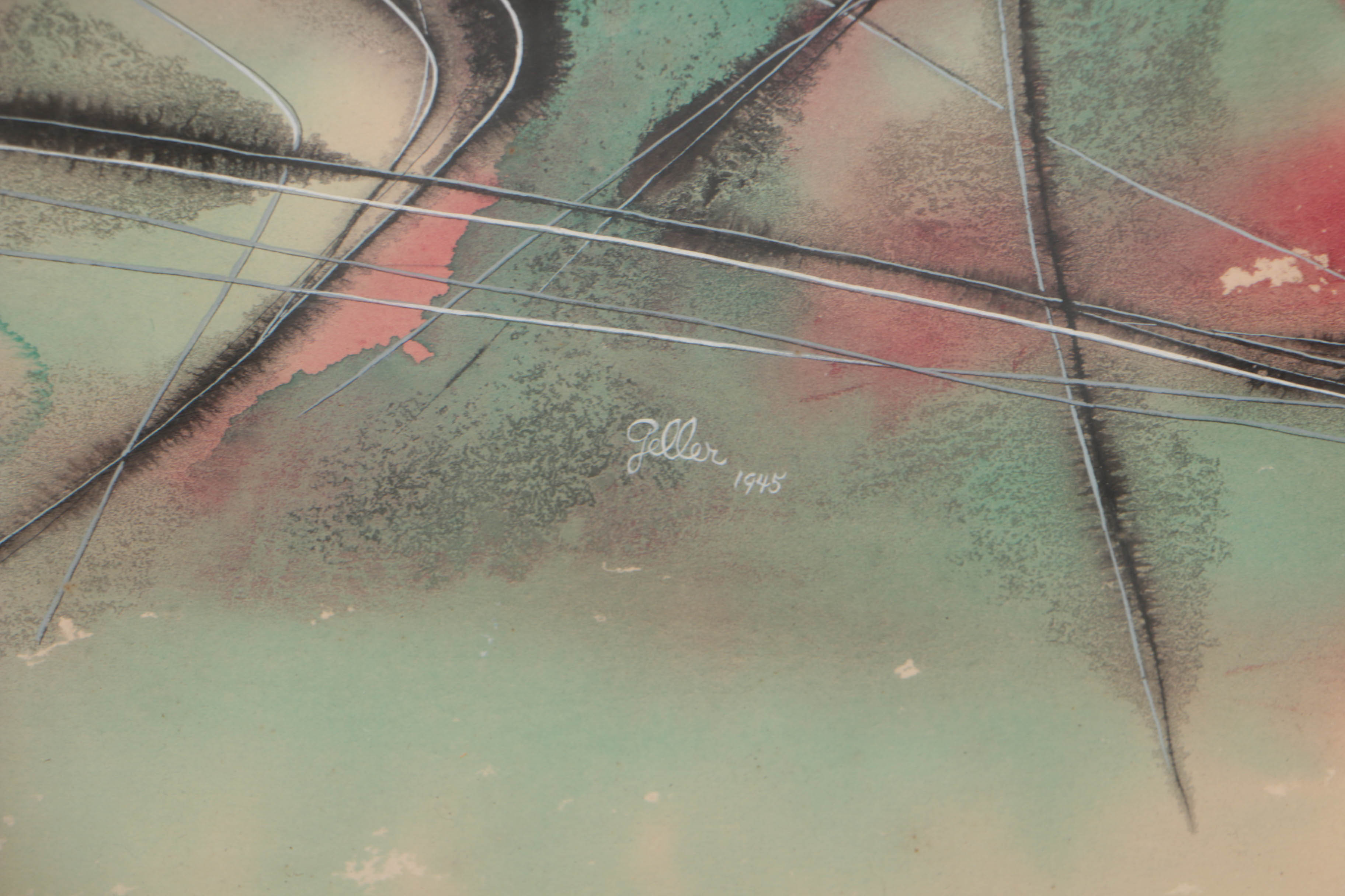 Esther Geller 1945 Watercolor on Paper "New Hampshire Landscape"