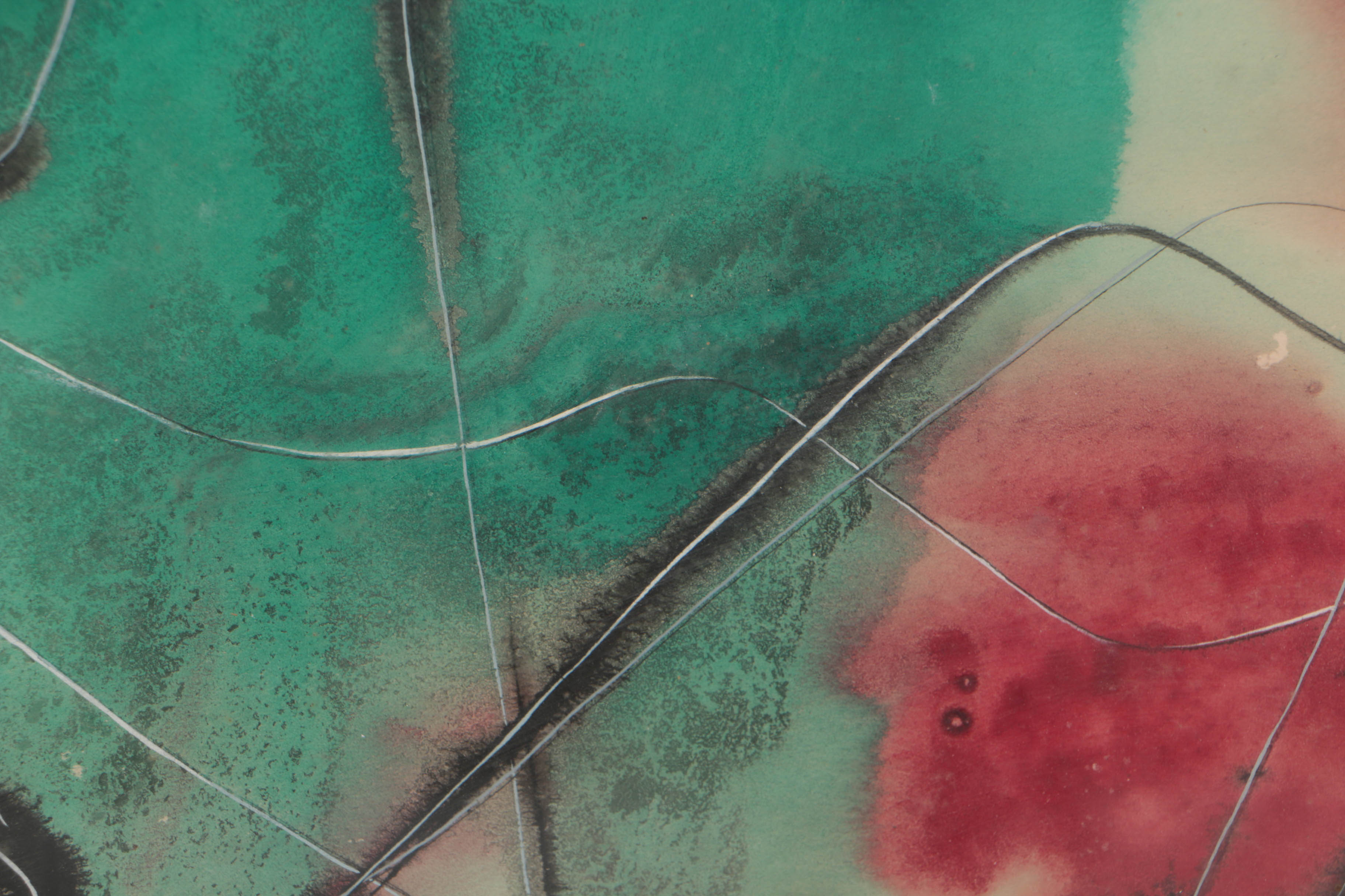 Esther Geller 1945 Watercolor on Paper "New Hampshire Landscape"