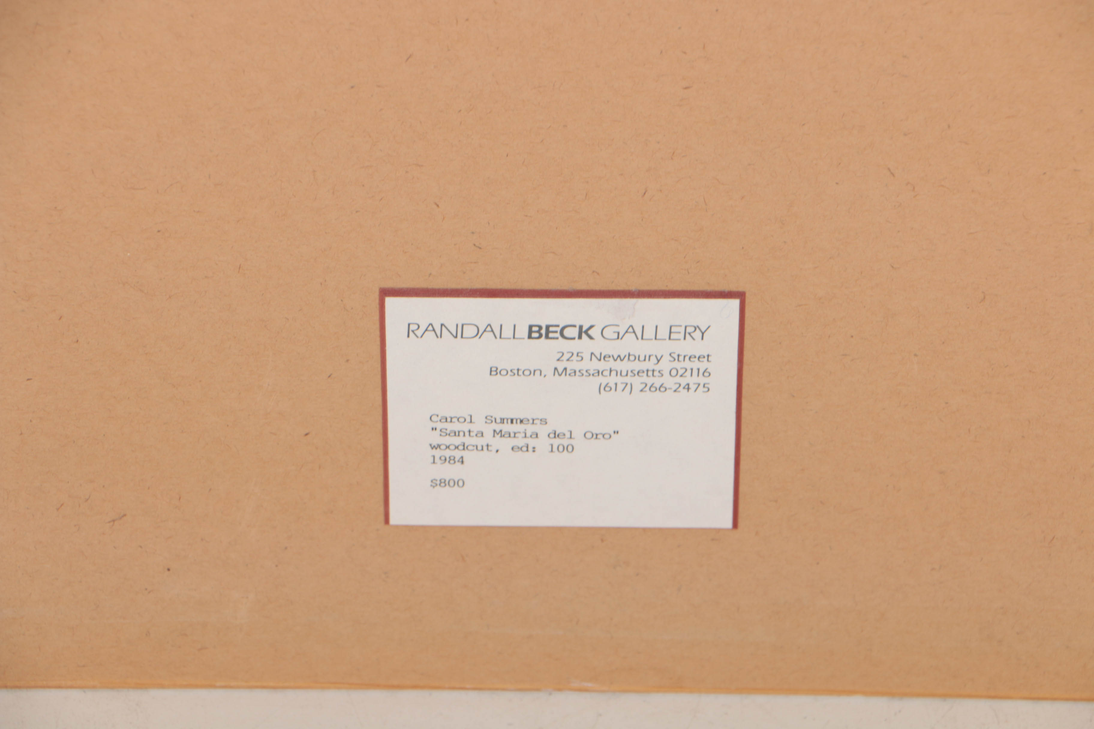 Carol Summers Woodcut "Santa Maria del Oro"