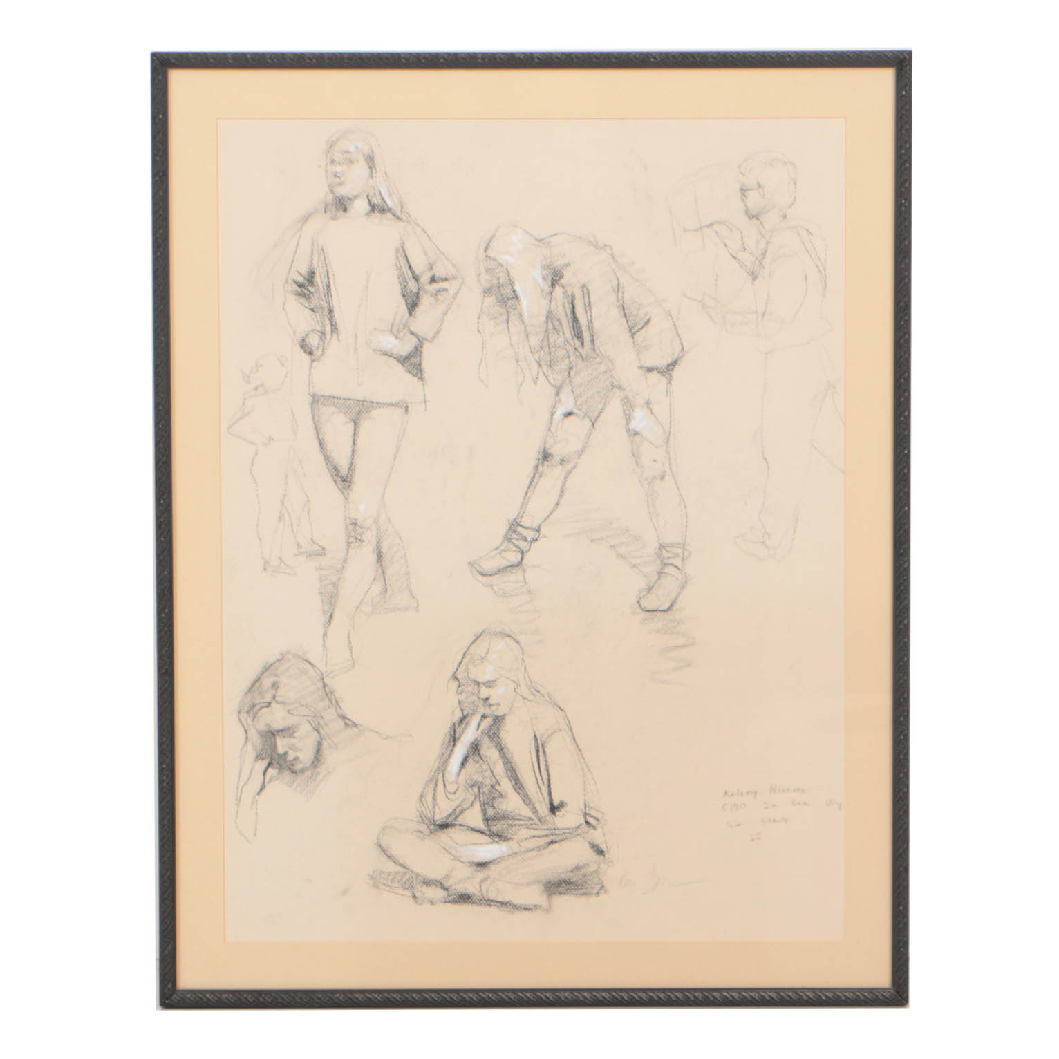 Daniel Sprick Charcoal and Conte Crayon Drawing on Paper Figure Study