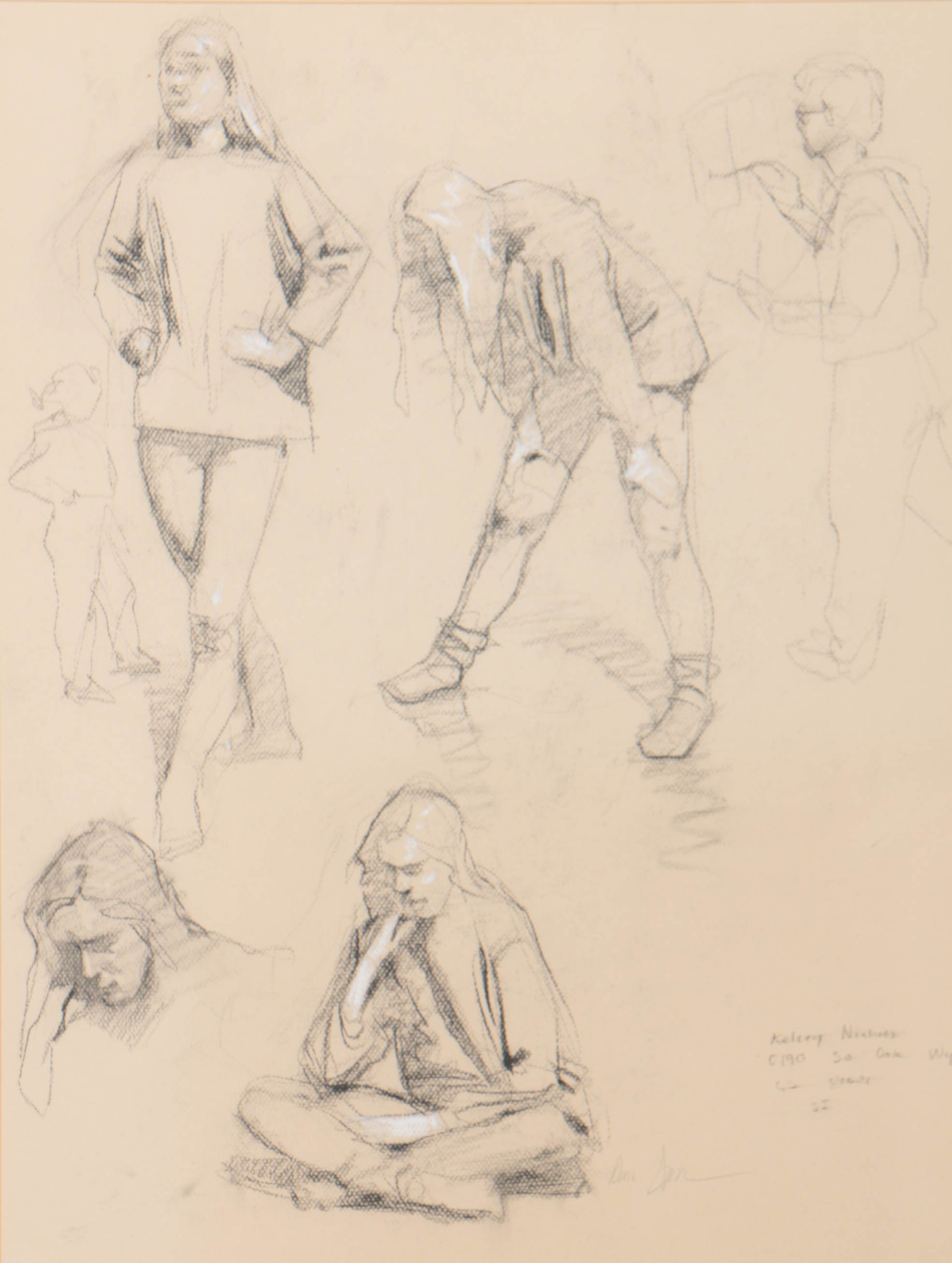 Daniel Sprick Charcoal and Conte Crayon Drawing on Paper Figure Study