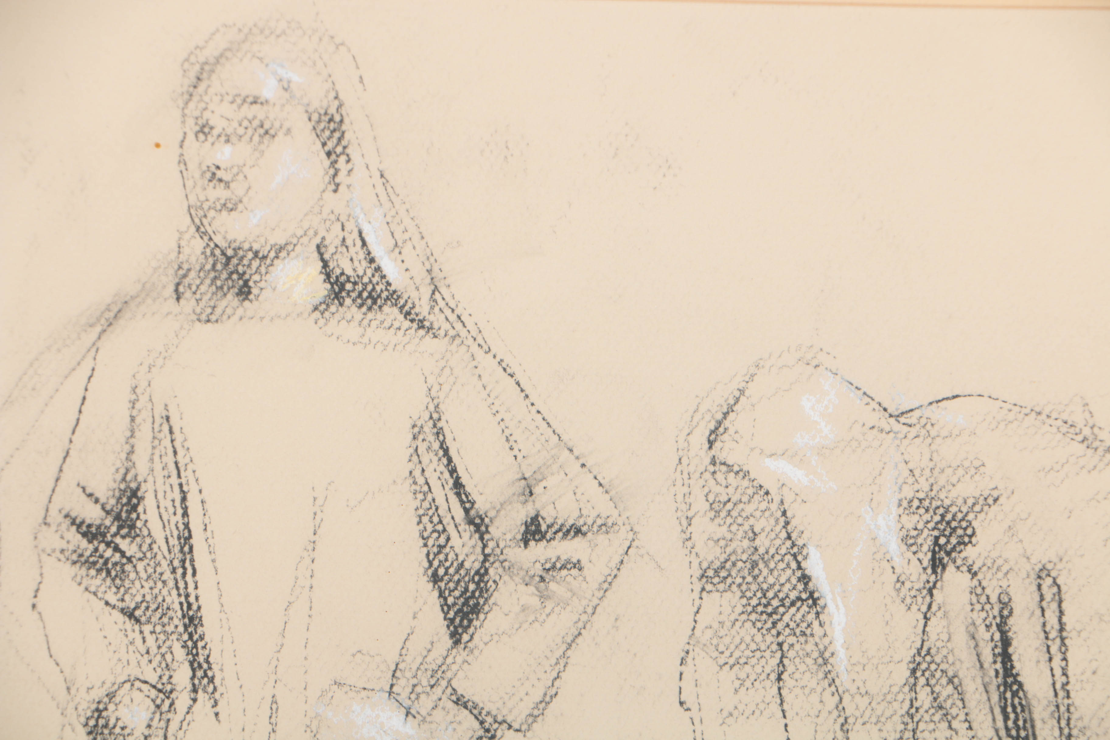 Daniel Sprick Charcoal and Conte Crayon Drawing on Paper Figure Study