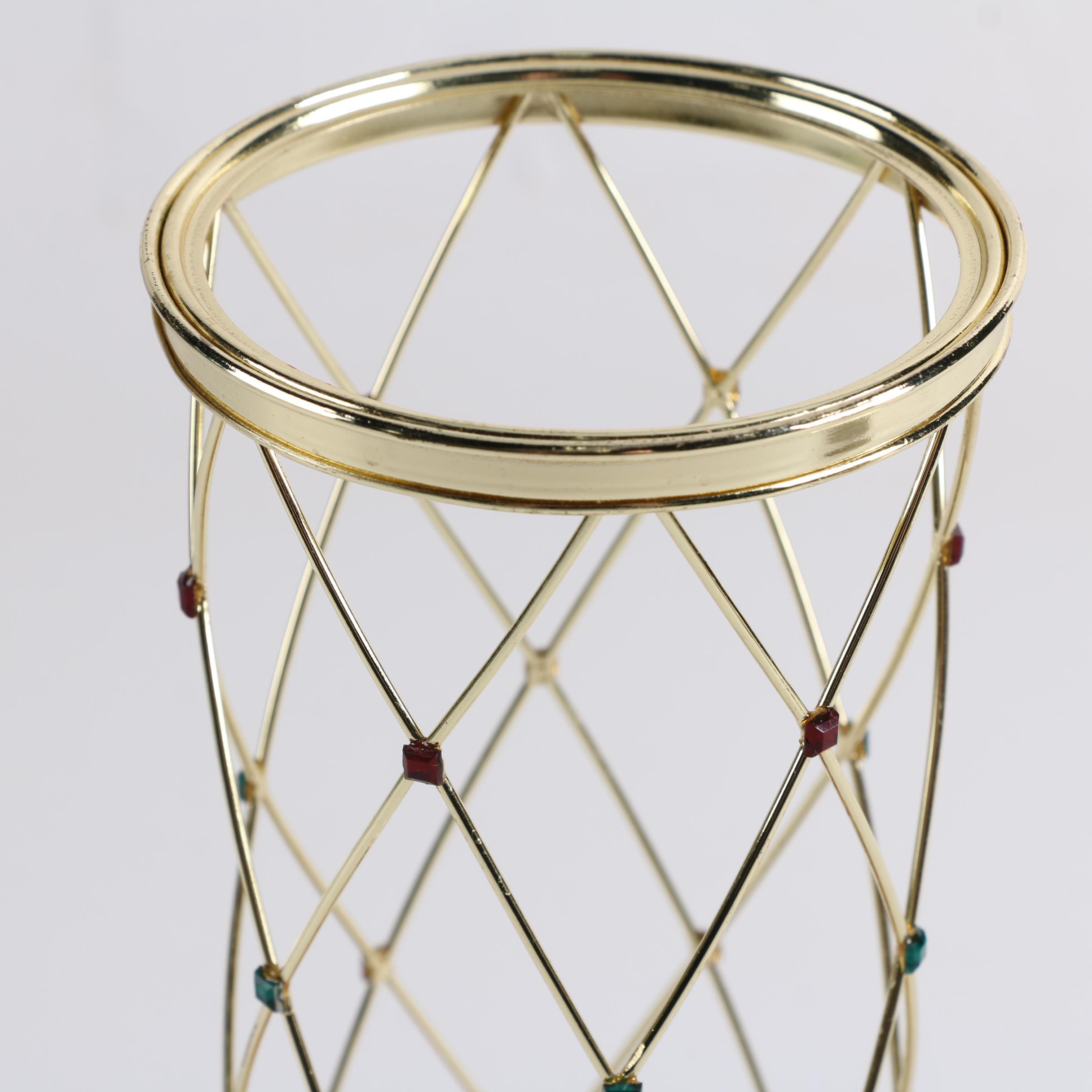 Gold Tone Candle Holder and Vintage Lighted Angel Tree Topper