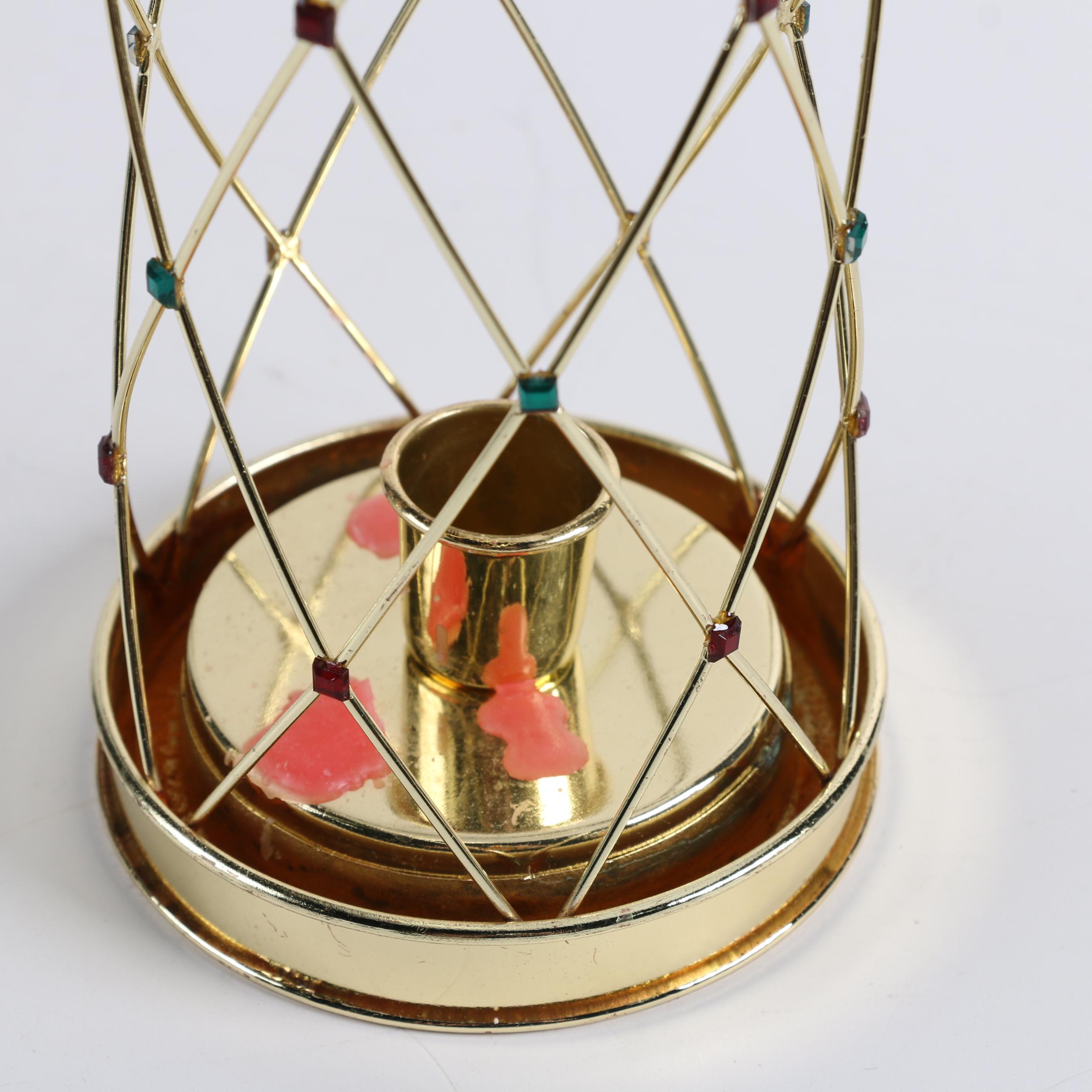 Gold Tone Candle Holder and Vintage Lighted Angel Tree Topper